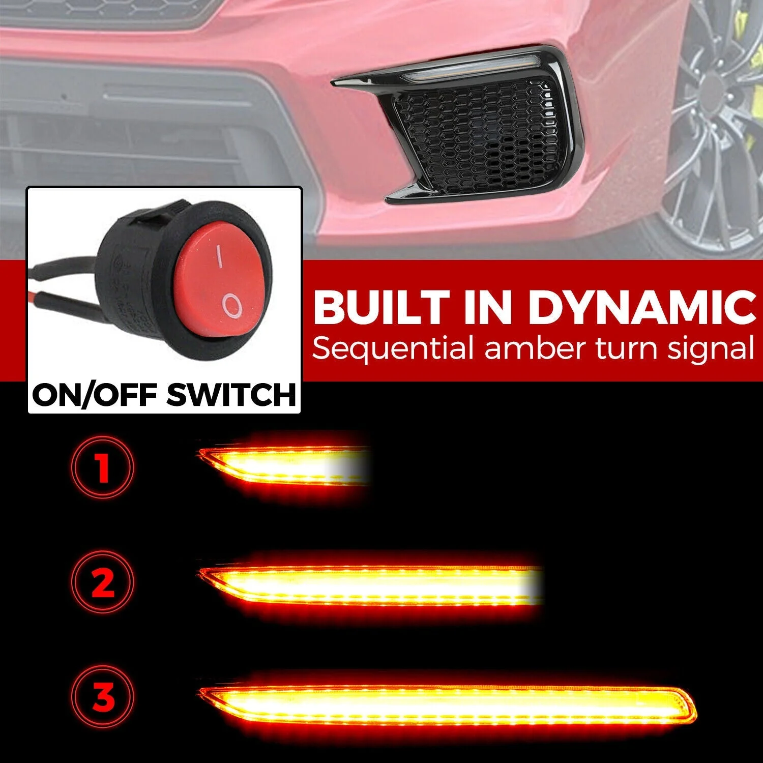 For 2018-2021 Subaru WRX STI Sequential LED DRL Dayting Running Lights Kits Fog Light Bezels - Image 3