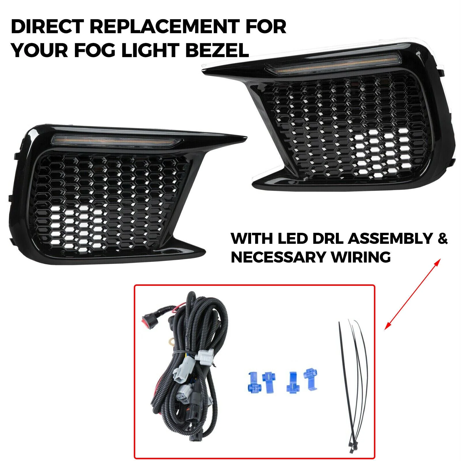 For 2018-2021 Subaru WRX STI Sequential LED DRL Dayting Running Lights Kits Fog Light Bezels - Image 5