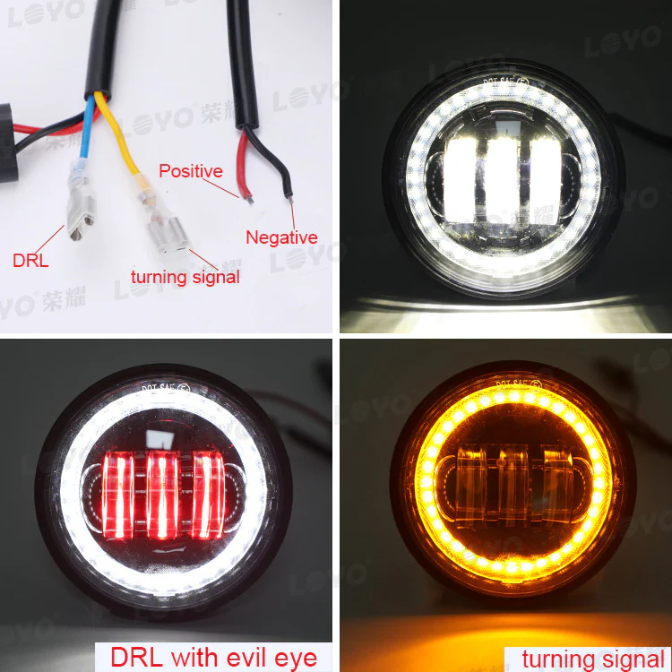 Black 4.5 INCH LED Fog Passing Lamp Lights w/ Turn Signal for Harley Davidson - Image 5