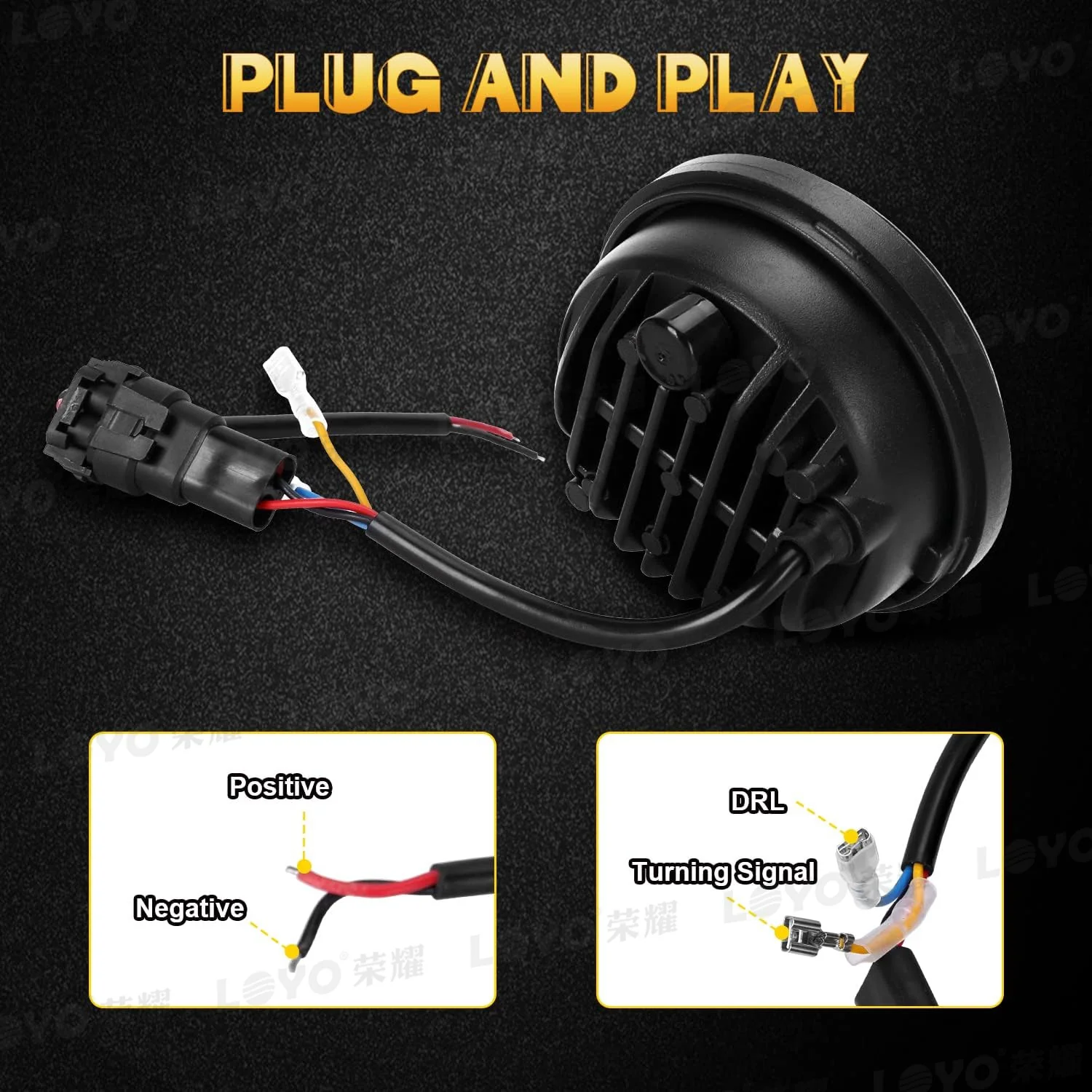 Black 4.5 INCH LED Fog Passing Lamp Lights w/ Turn Signal for Harley Davidson - Image 6