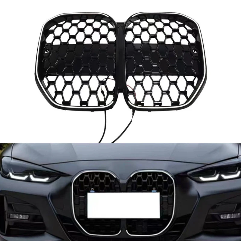 Black Diamond Front Bumper Grille w/ LED Light for BMW 4 Series G22 G23 430i M440i 2021-2026 - Image 3