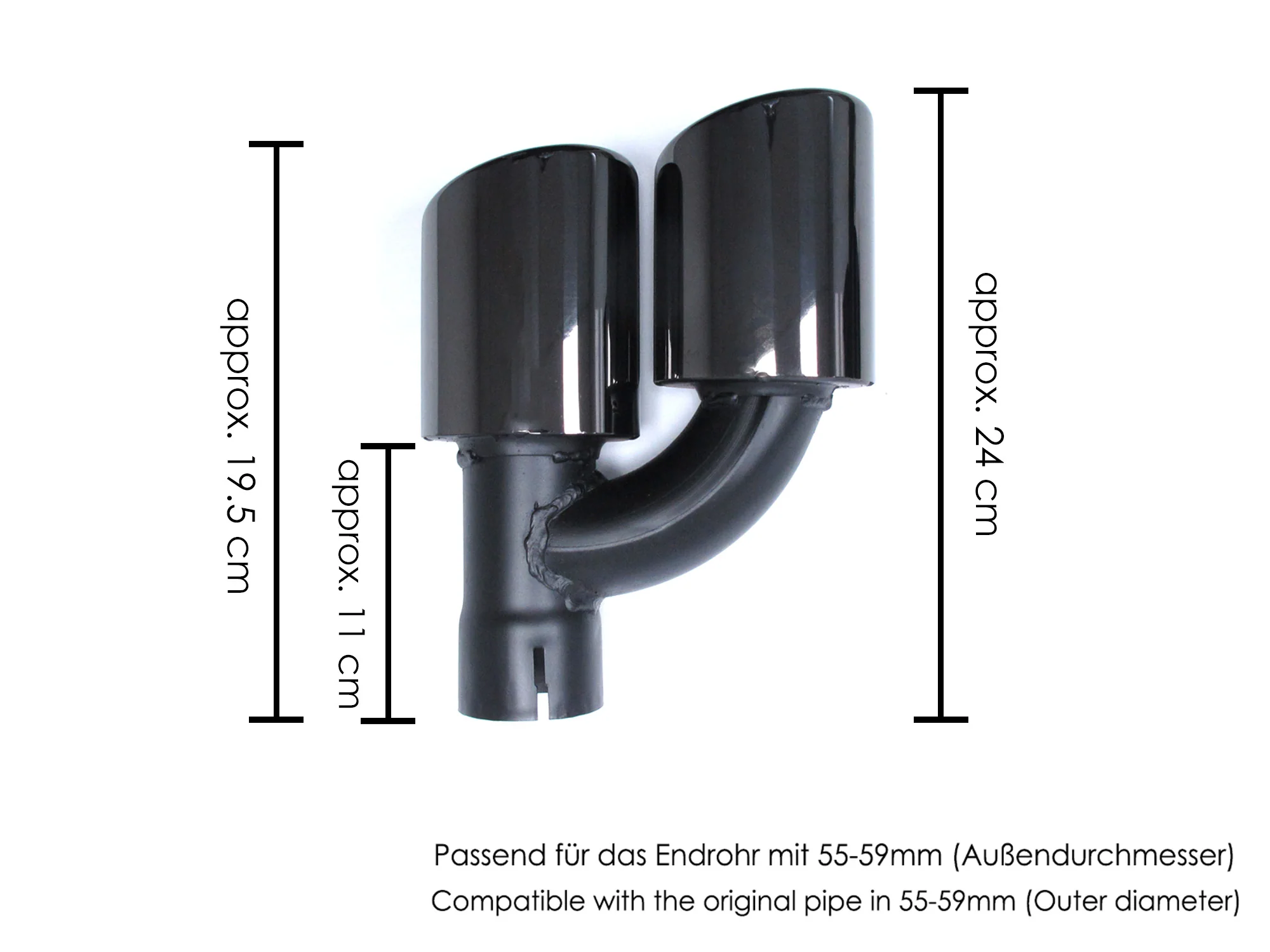 Black/Silver Dual Exhaust Tips Tail Pipes For Audi A3 8P 8V A4 B8 B9 A5 A6 Q5 TT 2.0T - Image 8