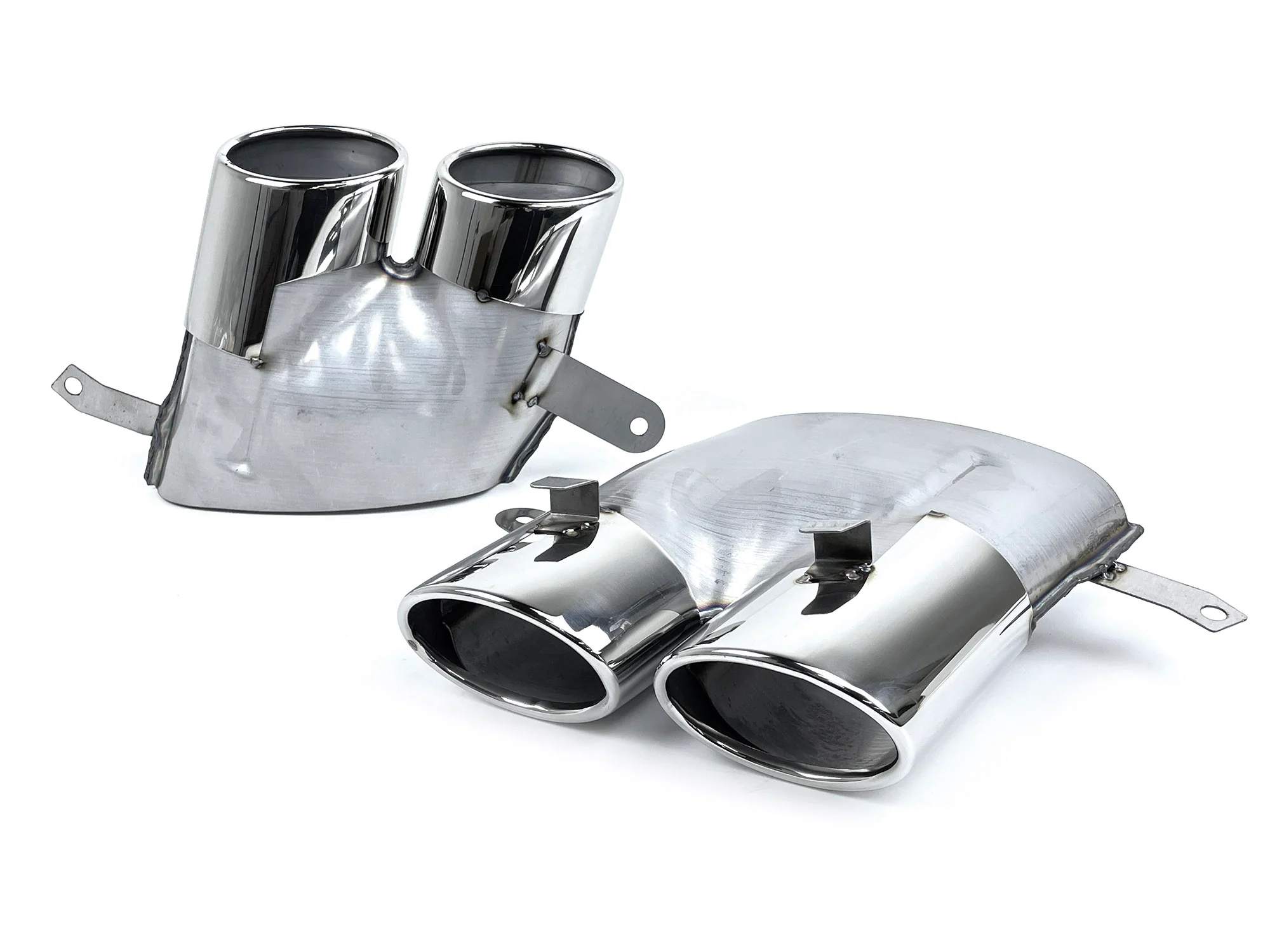 Silver/Black Exhaust Tips Tailpipe Upgrade For Audi A6 C7.5 2016 2017 2018 - Image 16