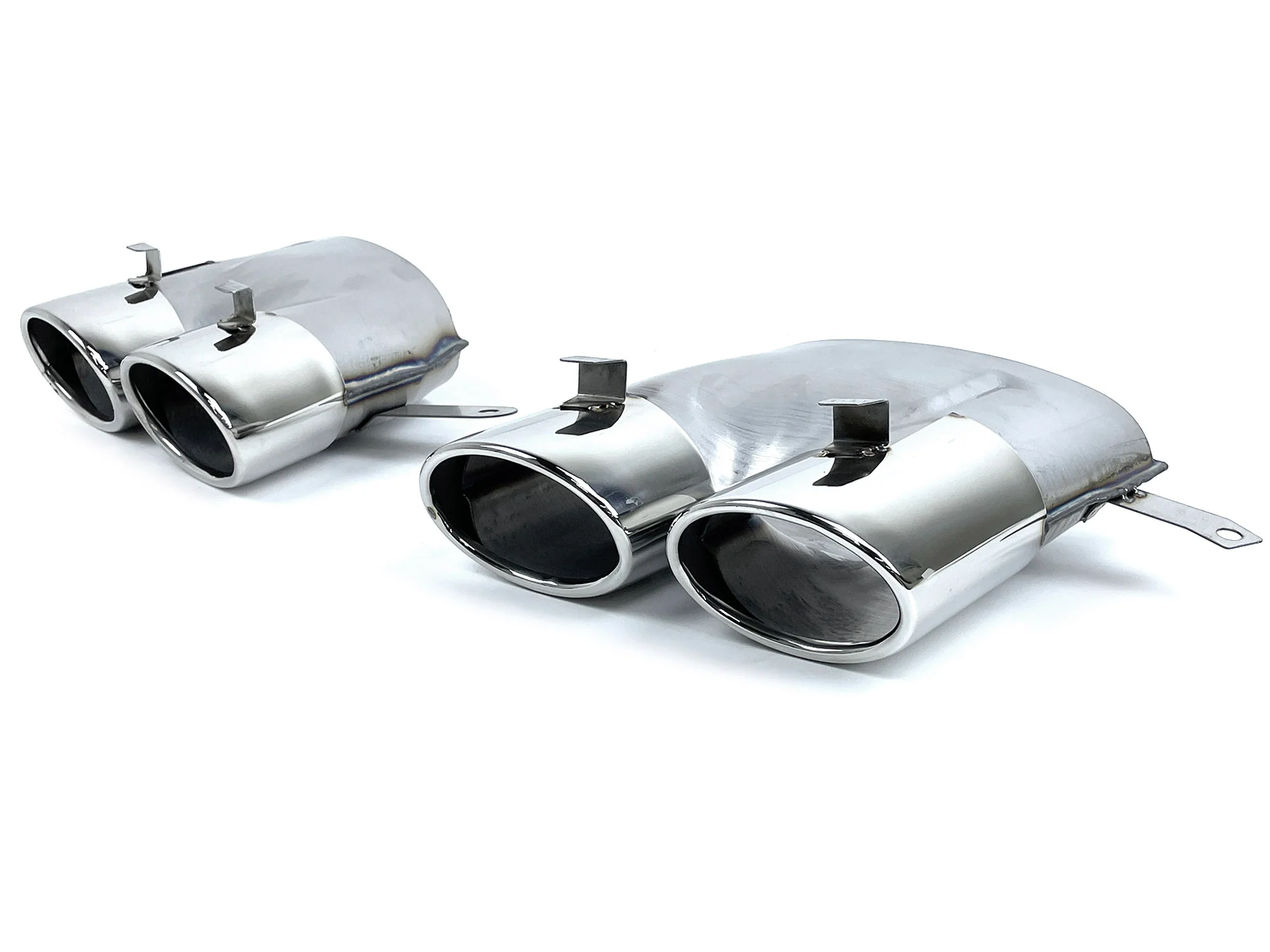 Silver/Black Exhaust Tips Tailpipe Upgrade For Audi A6 C7.5 2016 2017 2018 - Image 17