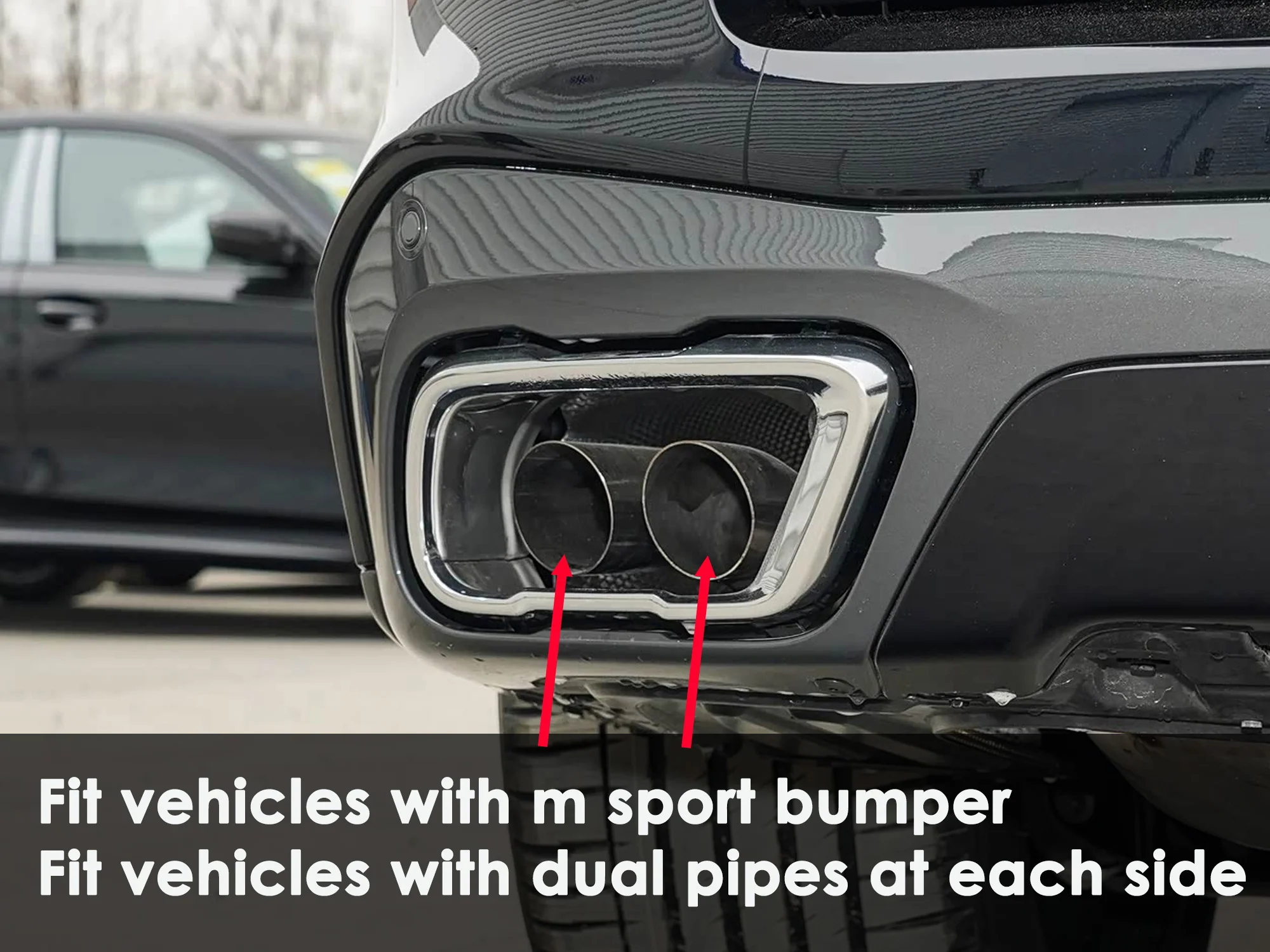 Pair Exhaust Tips Gloss Black for BMW X5 G05 X6 G06 X7 G07 M Sport 2019-2026 - Image 3