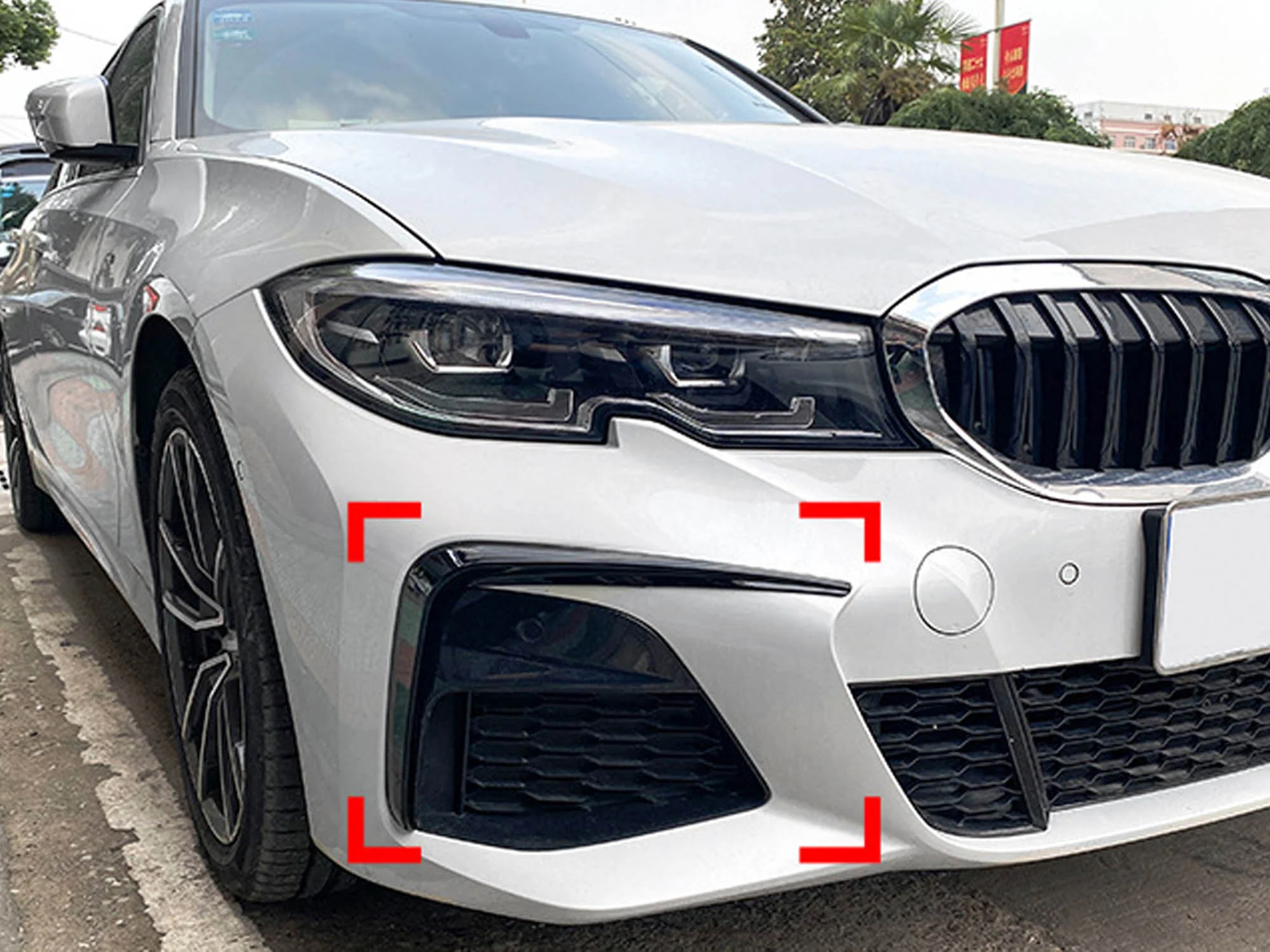 Gloss Black Front Bumper Air Vent Fog Light Eyelid for BMW G20 330i M340i 2019-2022 - Image 2