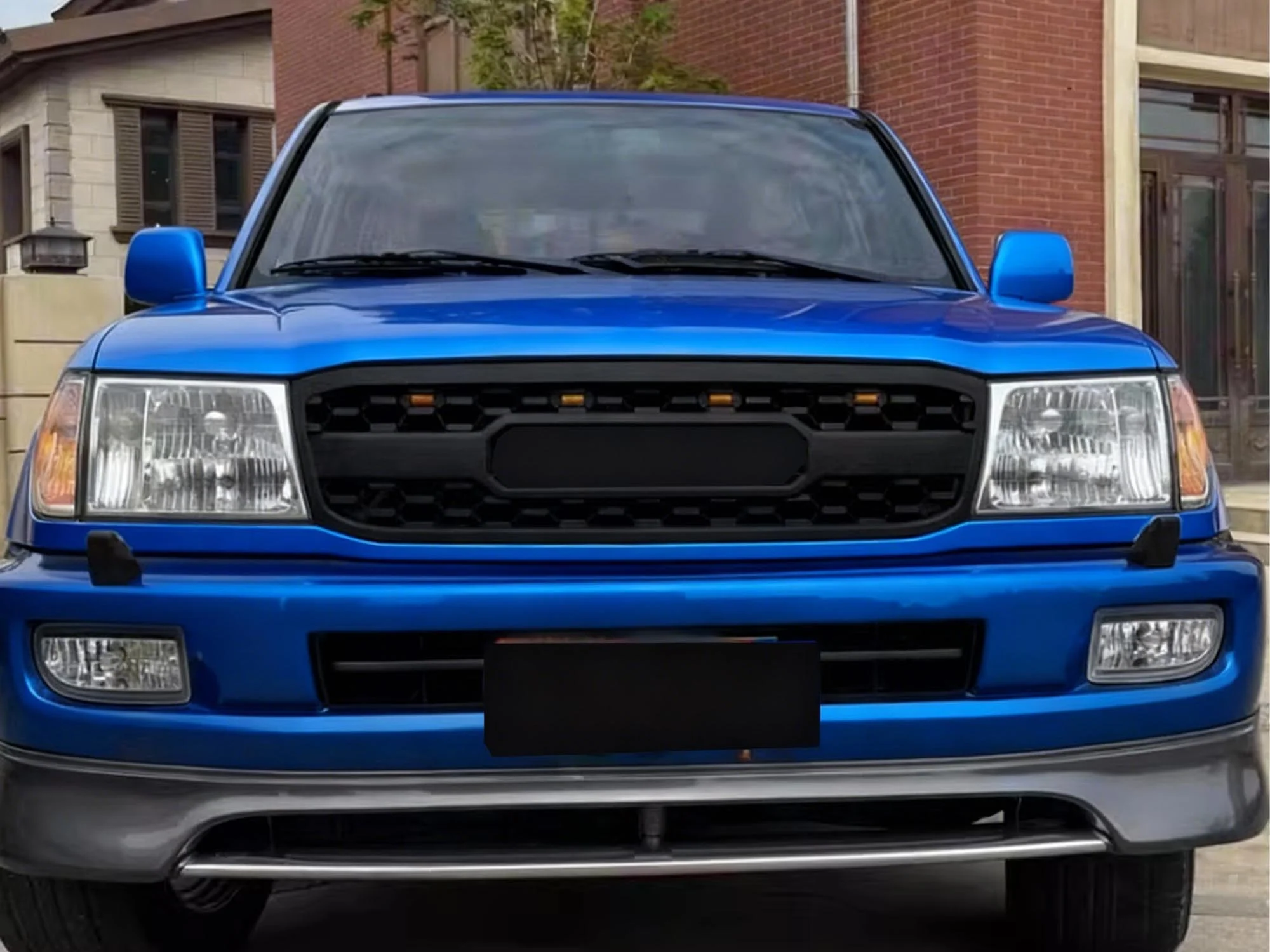 Black Front Bumper Upper Grille w/ LED Light Fit For 1998-2006 Toyota Land Crusier LC100 - Image 22