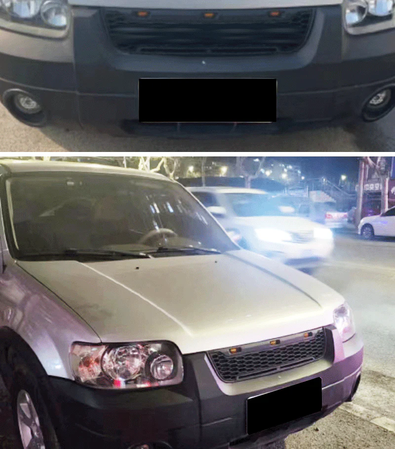 Black Front Bumper Upper Grille w/ LED Lights Fit For FORD ESCAPE / KUGA 2005-2007 - Image 2