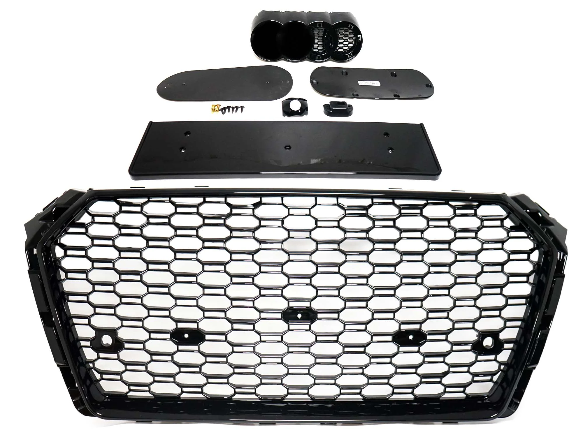 Honeycomb Mesh Hex Grille Black Fits 2017-18 Audi A4/S4 B9 RS4 Style - Image 5