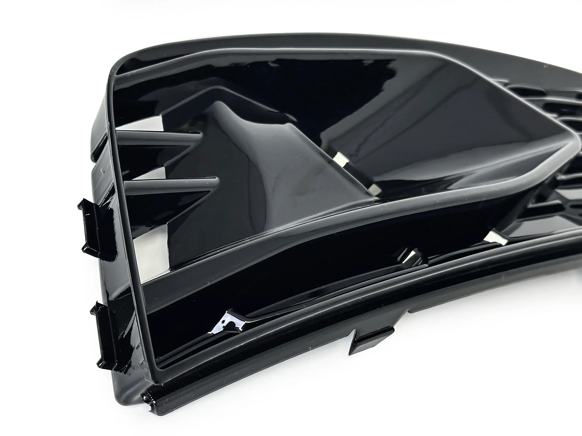 Gloss Black Front Fog Light Grille Cover w/ ACC Caps for Audi A4 B9 NON-Sline 2017-2019 - Image 10