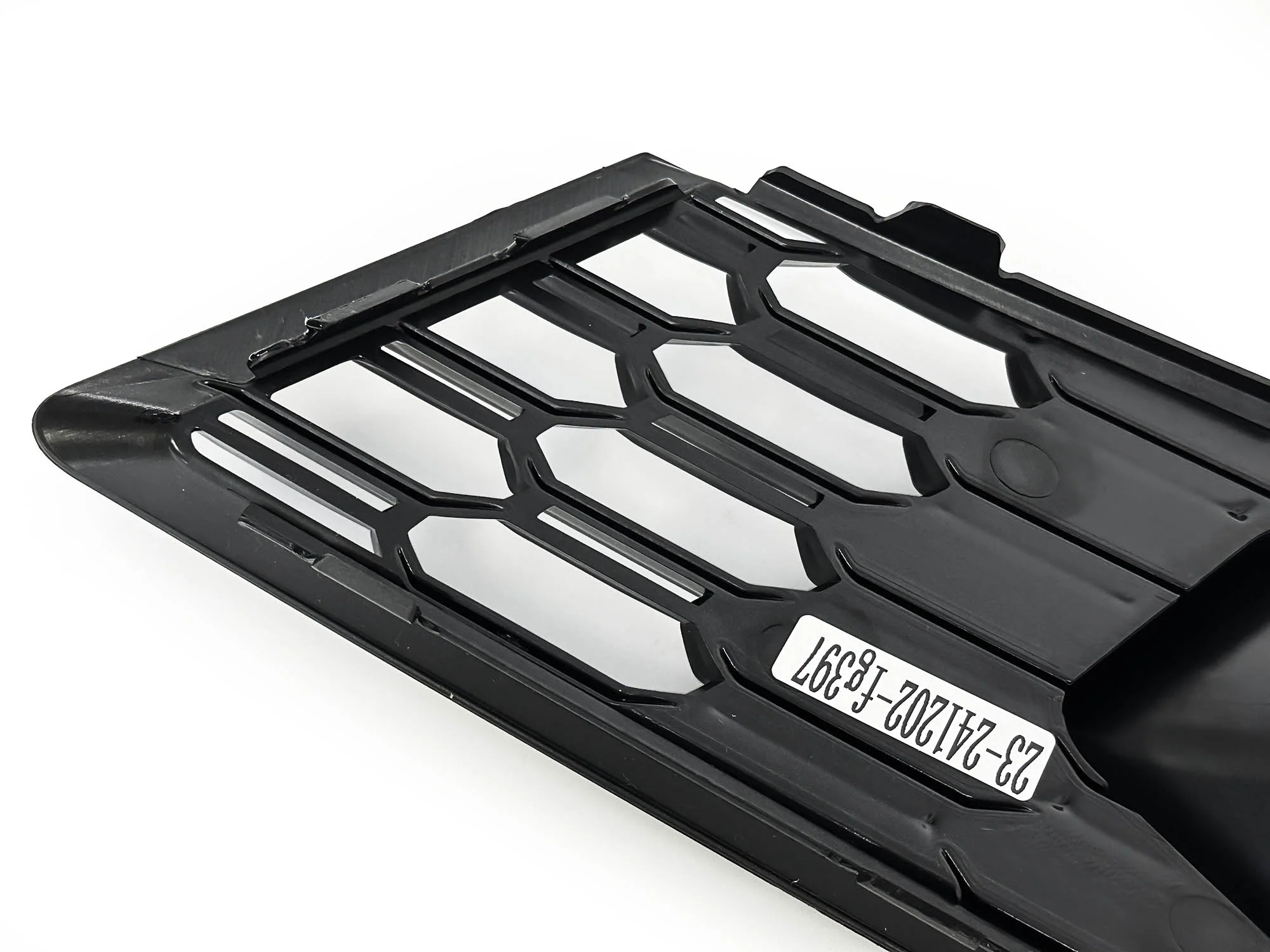 Gloss Black Front Fog Light Grille Cover w/ ACC Caps for Audi A4 B9 NON-Sline 2017-2019 - Image 12