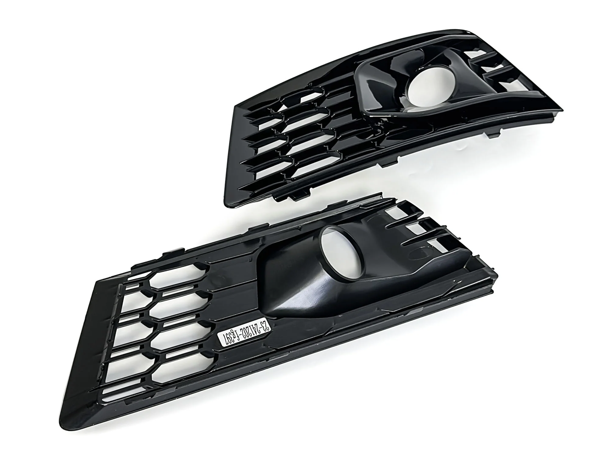 Gloss Black Front Fog Light Grille Cover w/ ACC Caps for Audi A4 B9 NON-Sline 2017-2019 - Image 7