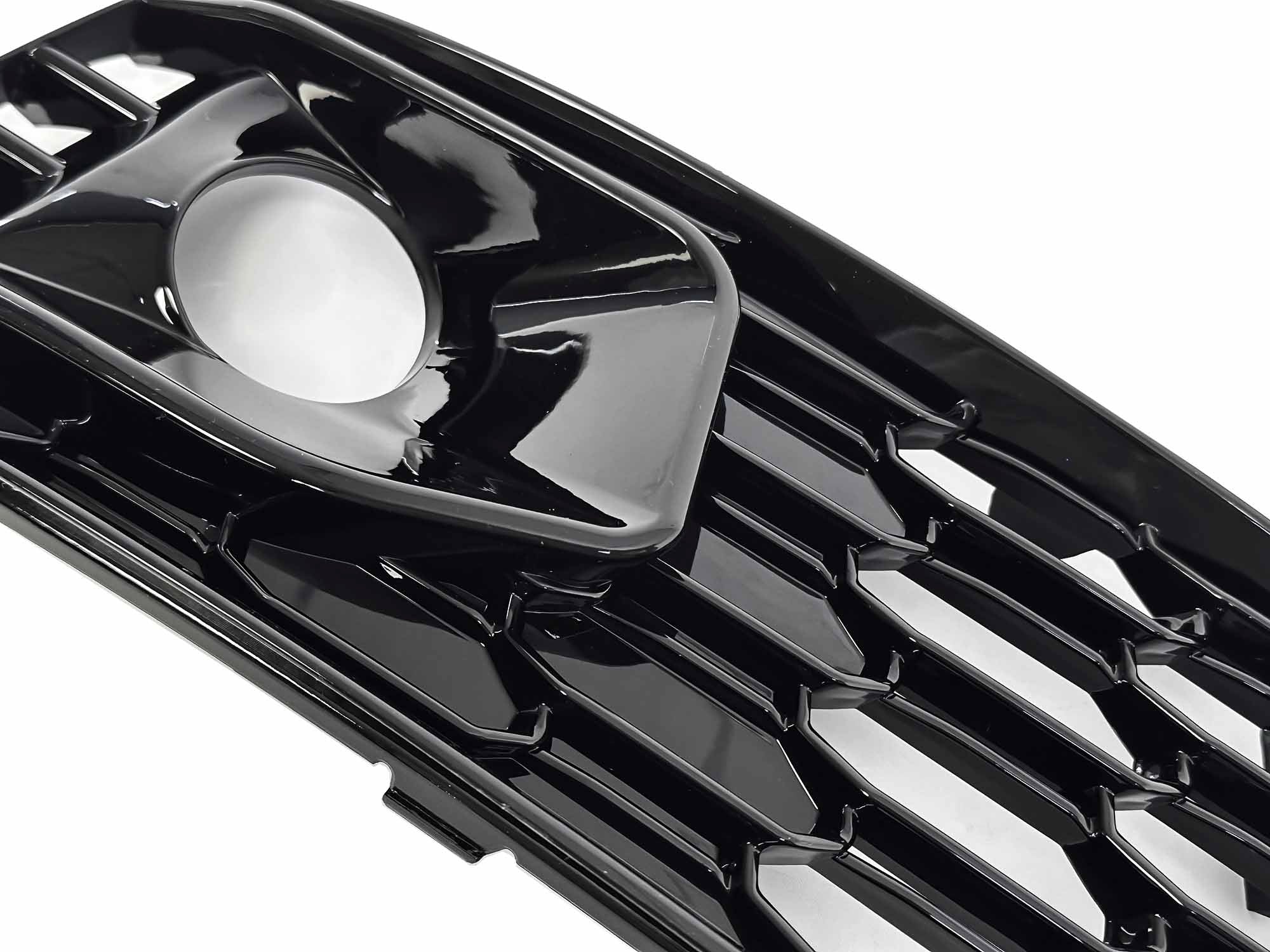 Gloss Black Front Fog Light Grille Cover w/ ACC Caps for Audi A4 B9 NON-Sline 2017-2019 - Image 9