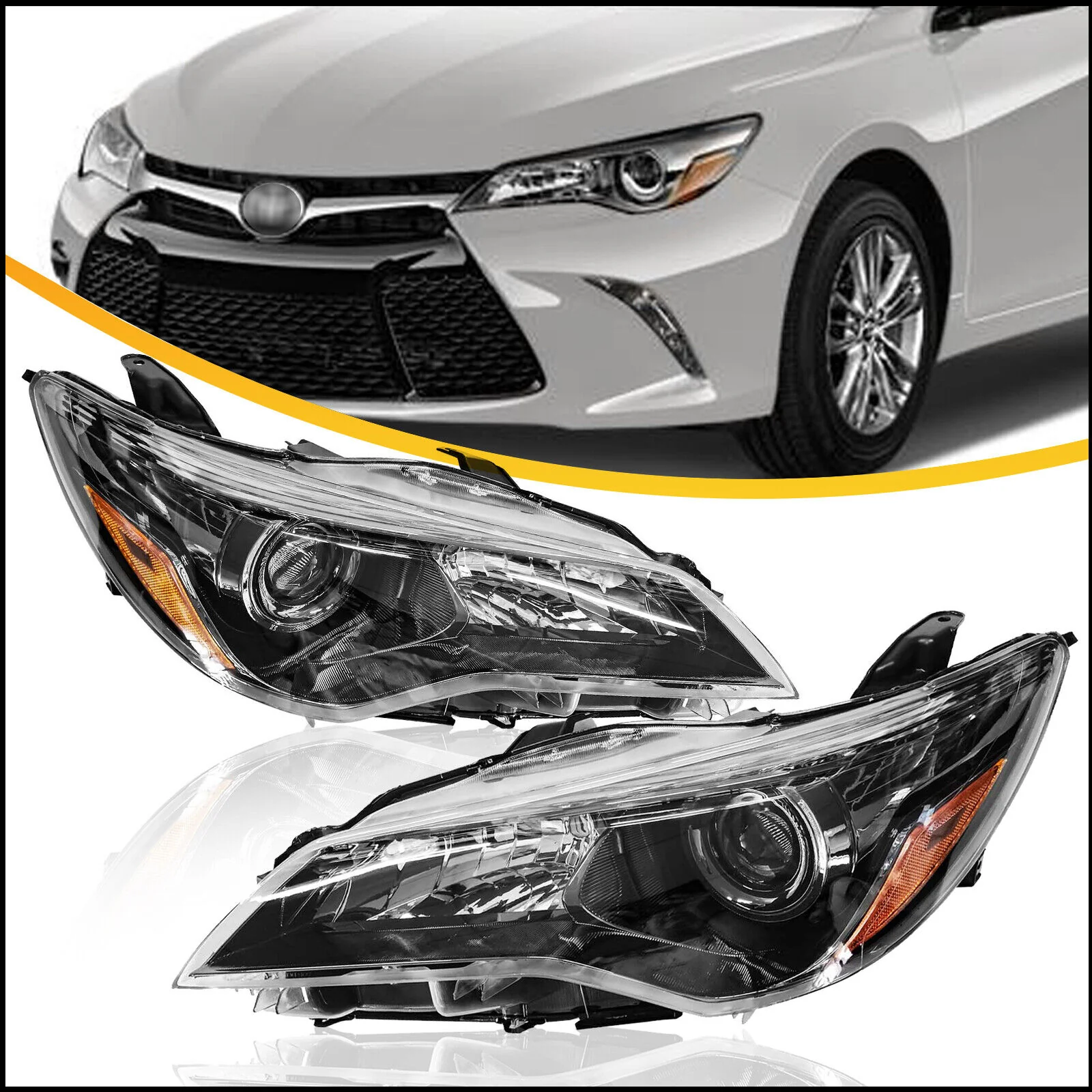 Black Halogen Headlight Set For Toyota Camry LE SE XLE XSE 2015-2017