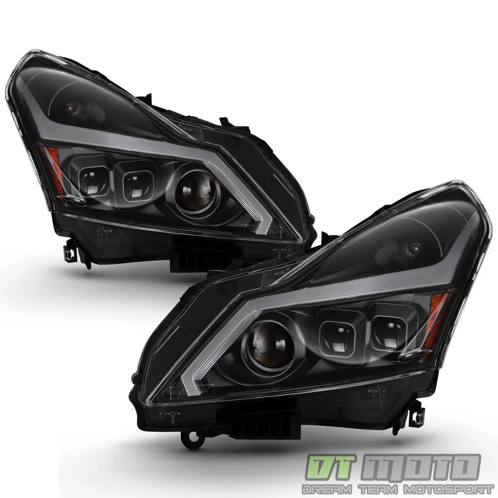 Black Headlights w/ LED Sequential Signal Switchback DRL For 2010-2013 Infiniti G37 G25 Q40 Sedan - Image 2