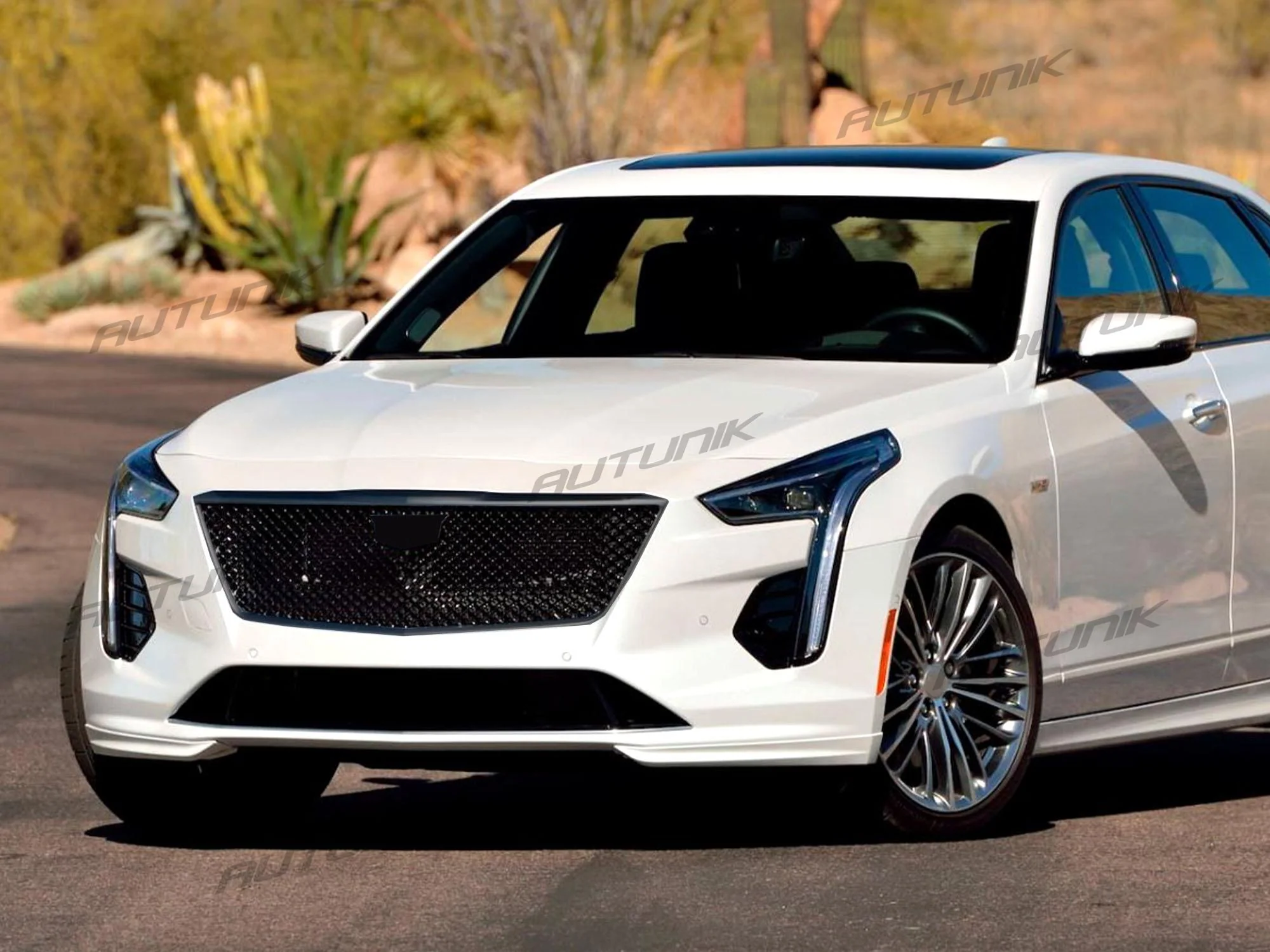 Black Honeycomb Front Mesh Grill for Cadillac CT6 2019-2022 ( with Frame) No Camera Hole - Image 2