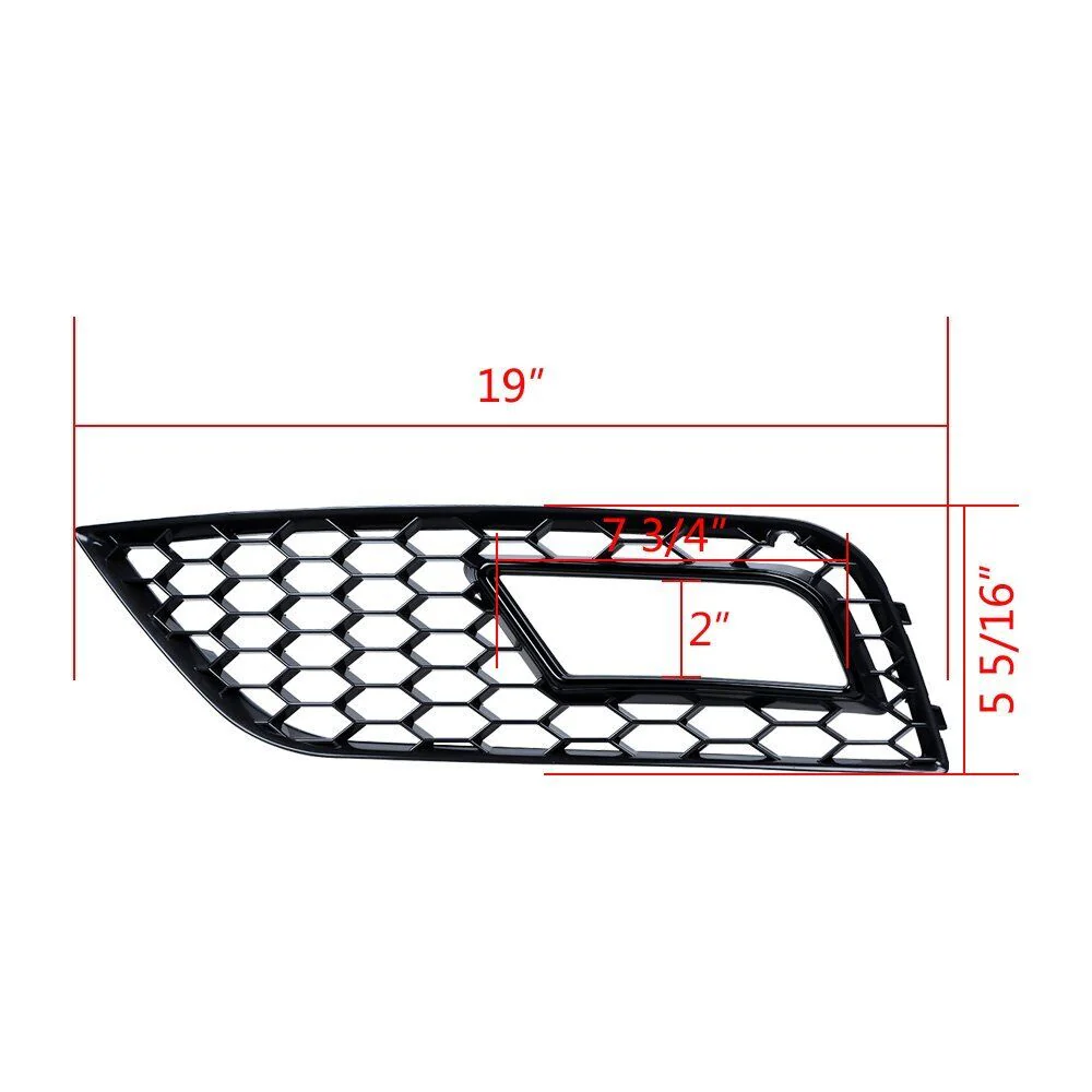 Front Lower Bumper Grille Fog Light Grill RS4 Style for 2013-2016 Audi A4 B8.5 Non-sline - Image 9