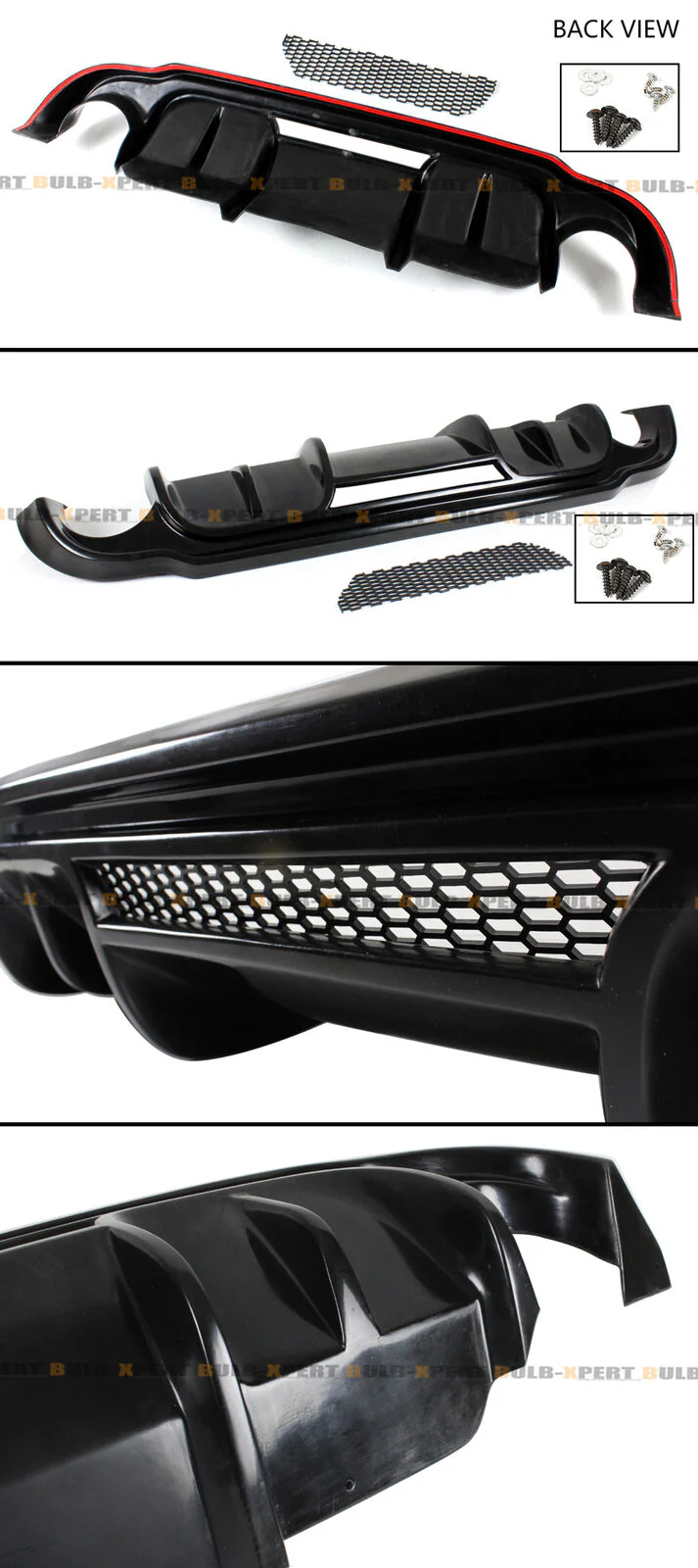 Black Rear Bumper Diffuser w/ Vent For Infiniti Q50 2014 2015 2016 2017 - Image 2