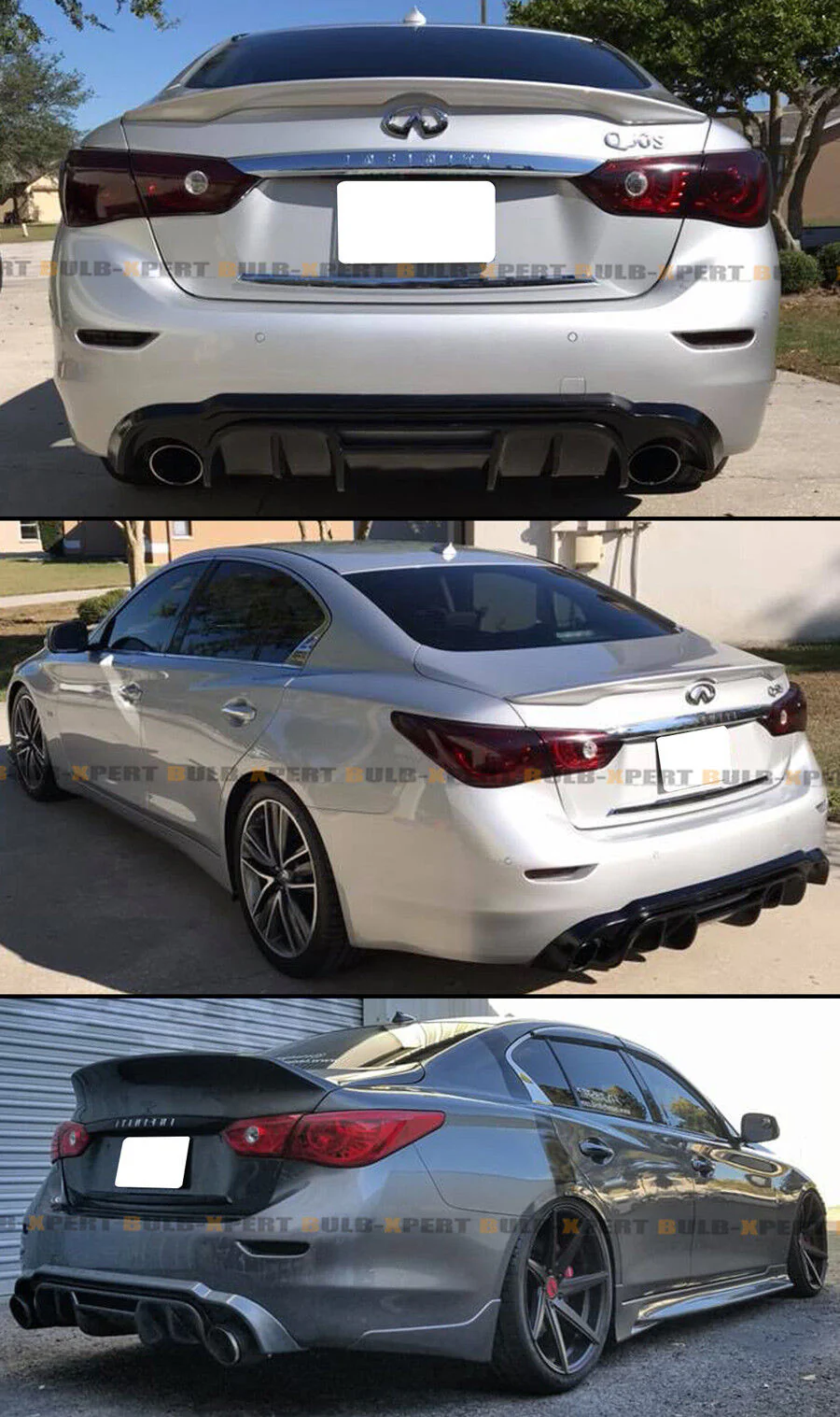 Black Rear Bumper Diffuser w/ Vent For Infiniti Q50 2014 2015 2016 2017 - Image 3