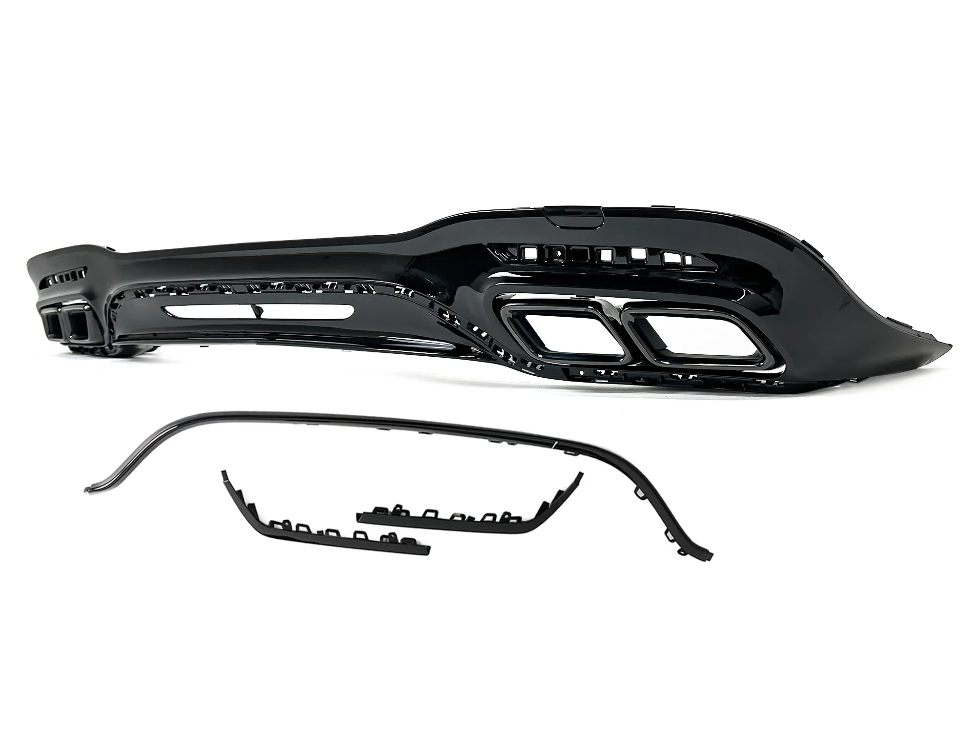 Black Rear Diffuser + Exhaust Tips for Mercedes S-Class W222 AMG-Line 2018-2020 - Image 4