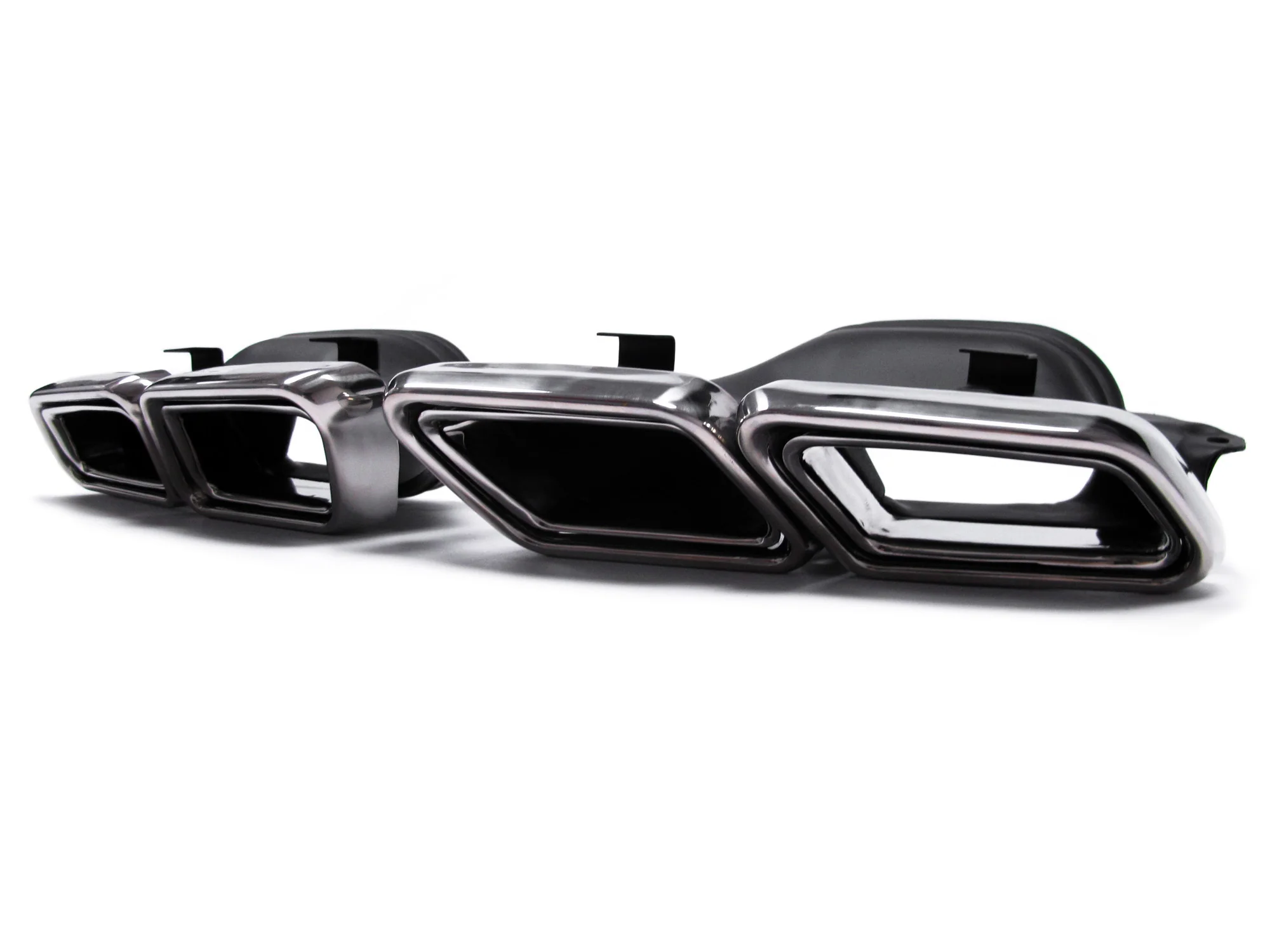 Black Rear Diffuser + Chrome Tips for Mercedes W222 E-Class AMG PRE-LCI 2014-2017 - Image 10