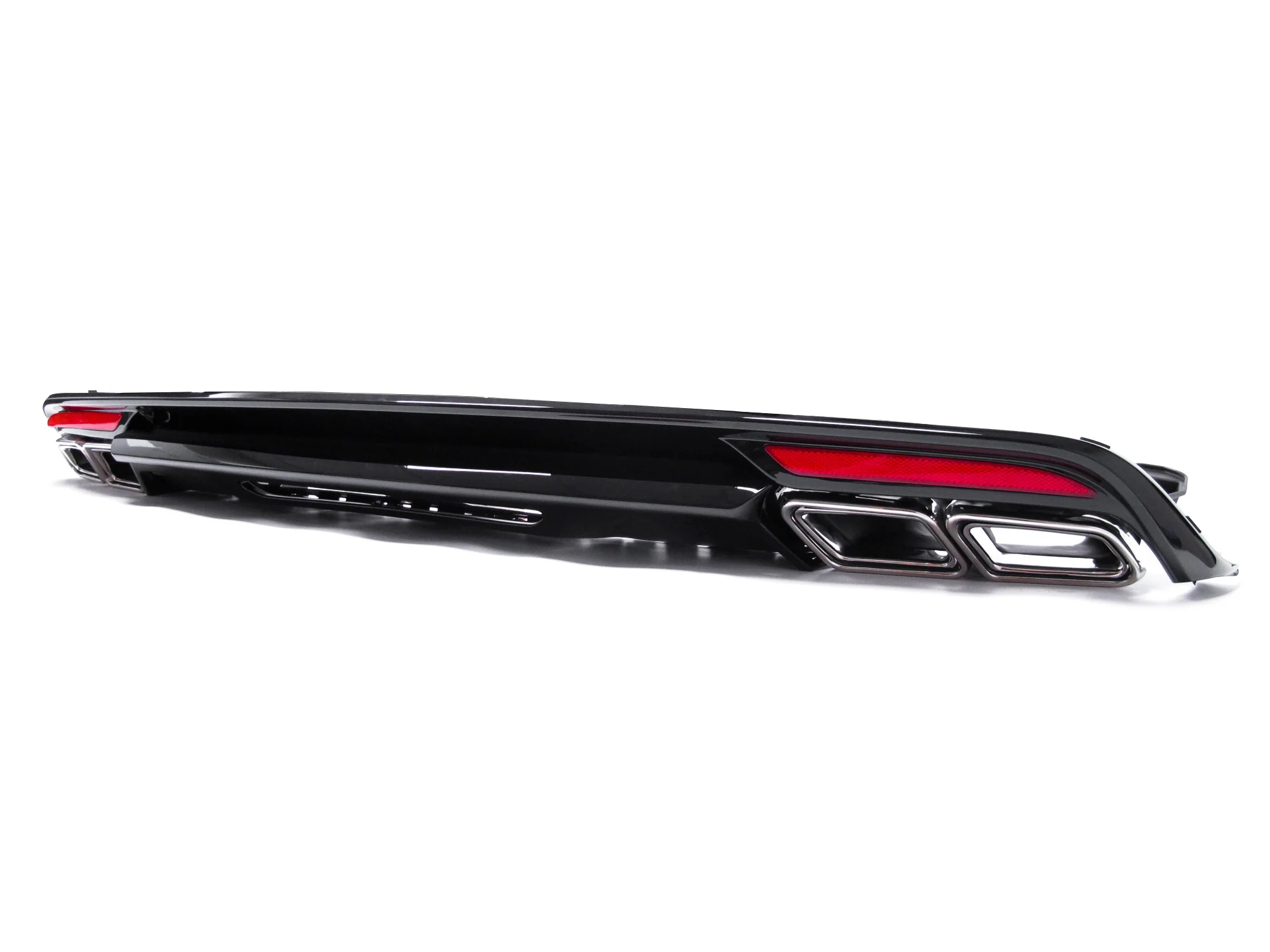 Black Rear Diffuser + Chrome Tips for Mercedes W222 E-Class AMG PRE-LCI 2014-2017 - Image 5
