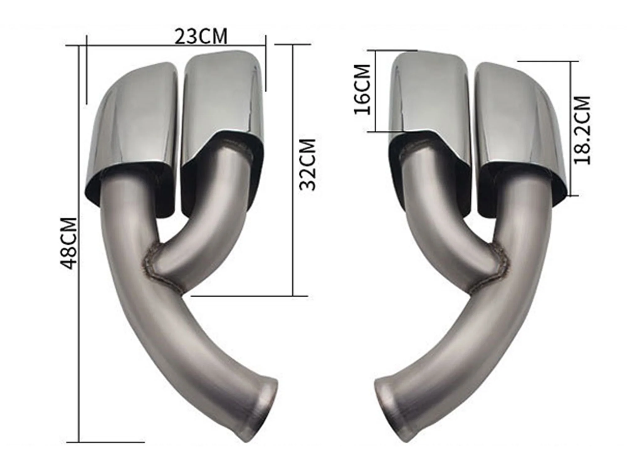Square Exhaust Tips Fits Porsche Cayenne 958.2 V6 / V8 Base 2015–2018 - Image 13