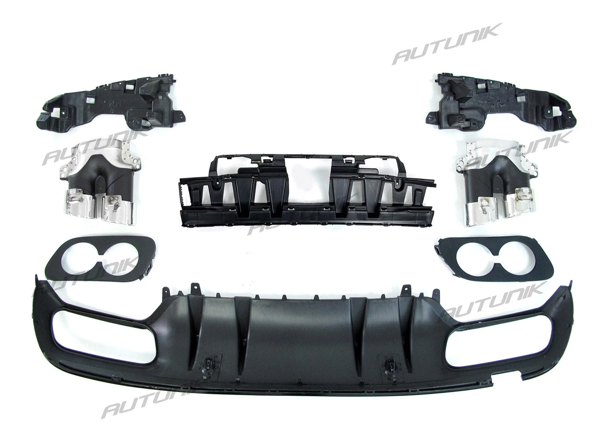Rear Diffuser & Chrome Exhaust for Mercedes W205 Sedan C250 C300 C450 C43 AMG Pack 2015-2021 di28 - Image 7