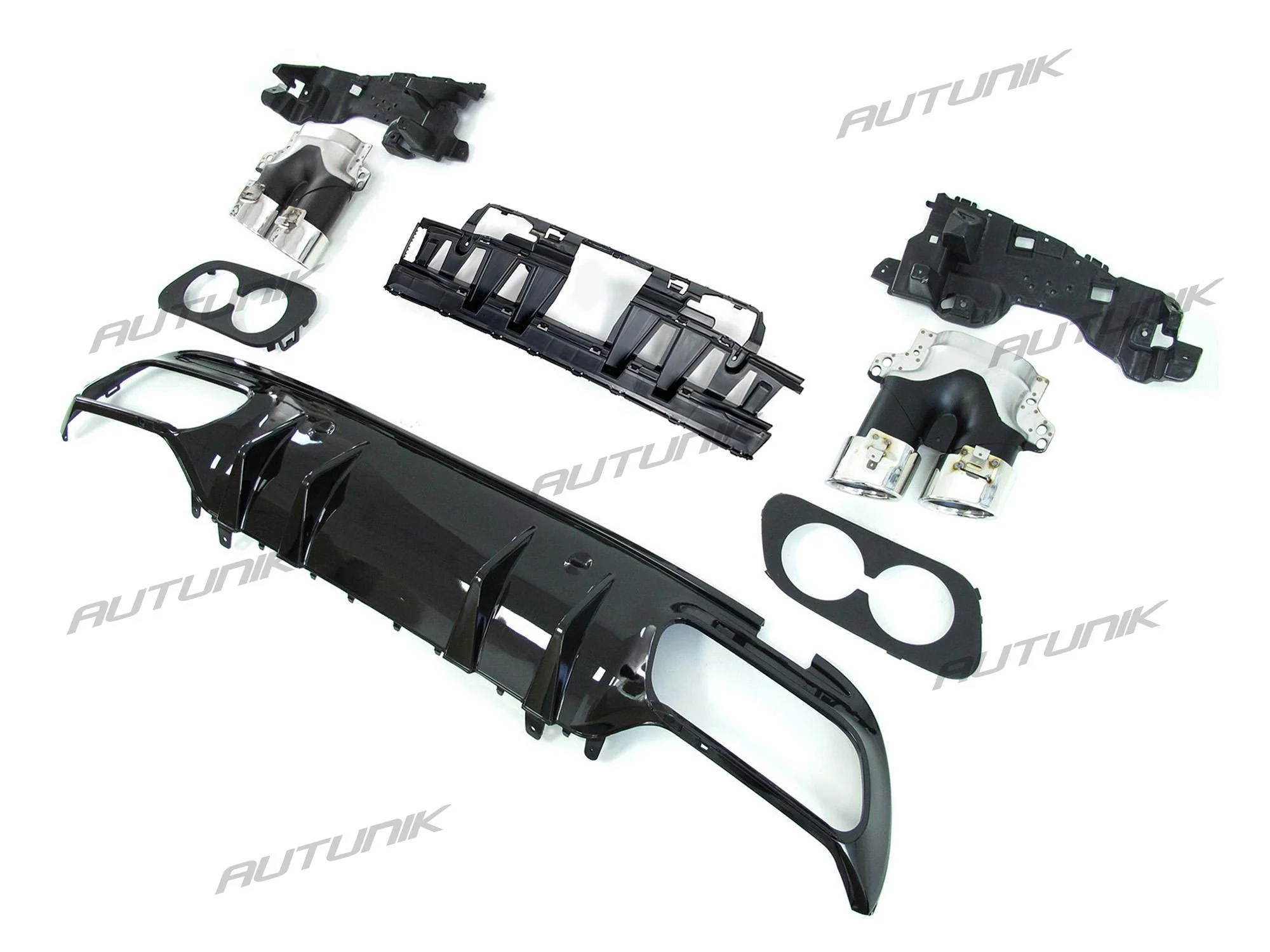 Rear Diffuser & Chrome Exhaust for Mercedes W205 Sedan C250 C300 C450 C43 AMG Pack 2015-2021 di28 - Image 8
