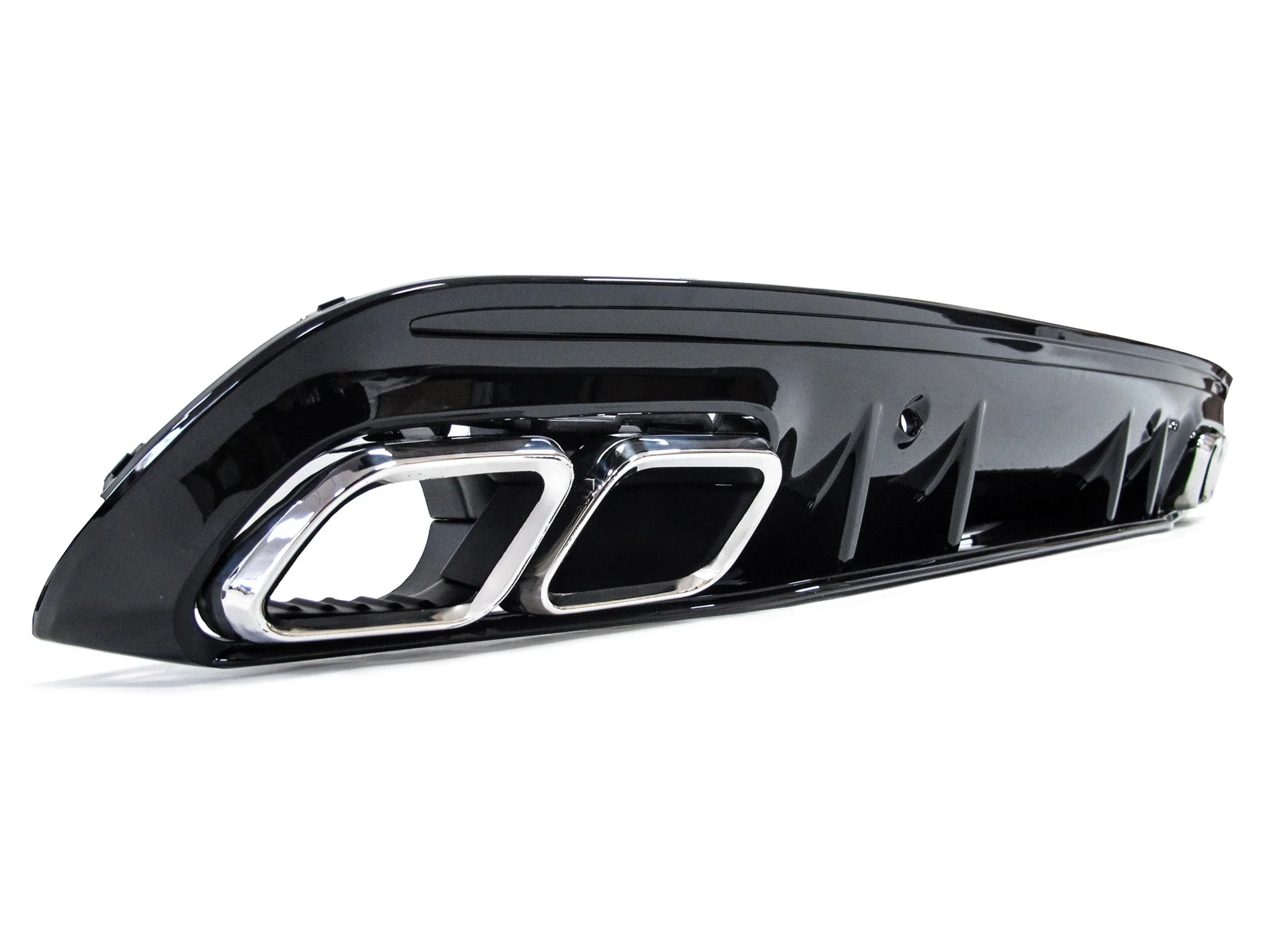 Gloss Black Diffuser w/ Chrome Exhaust Tips For Mercedes W205 Sedan C250 C300 C43 Sedan AMG Line 2015-2021 - Image 6