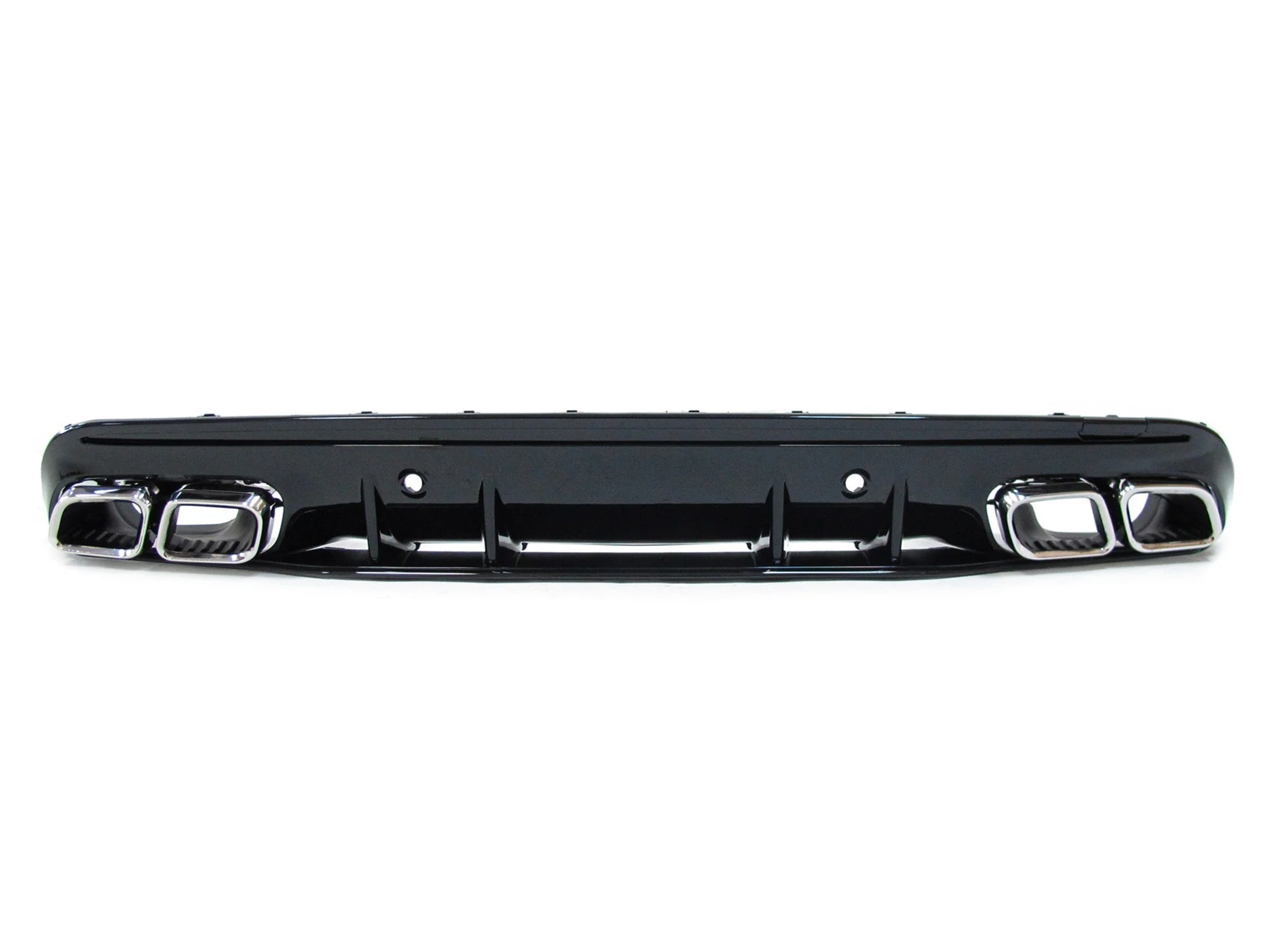 Gloss Black Diffuser w/ Chrome Exhaust Tips For Mercedes W205 Sedan C250 C300 C43 Sedan AMG Line 2015-2021 - Image 7