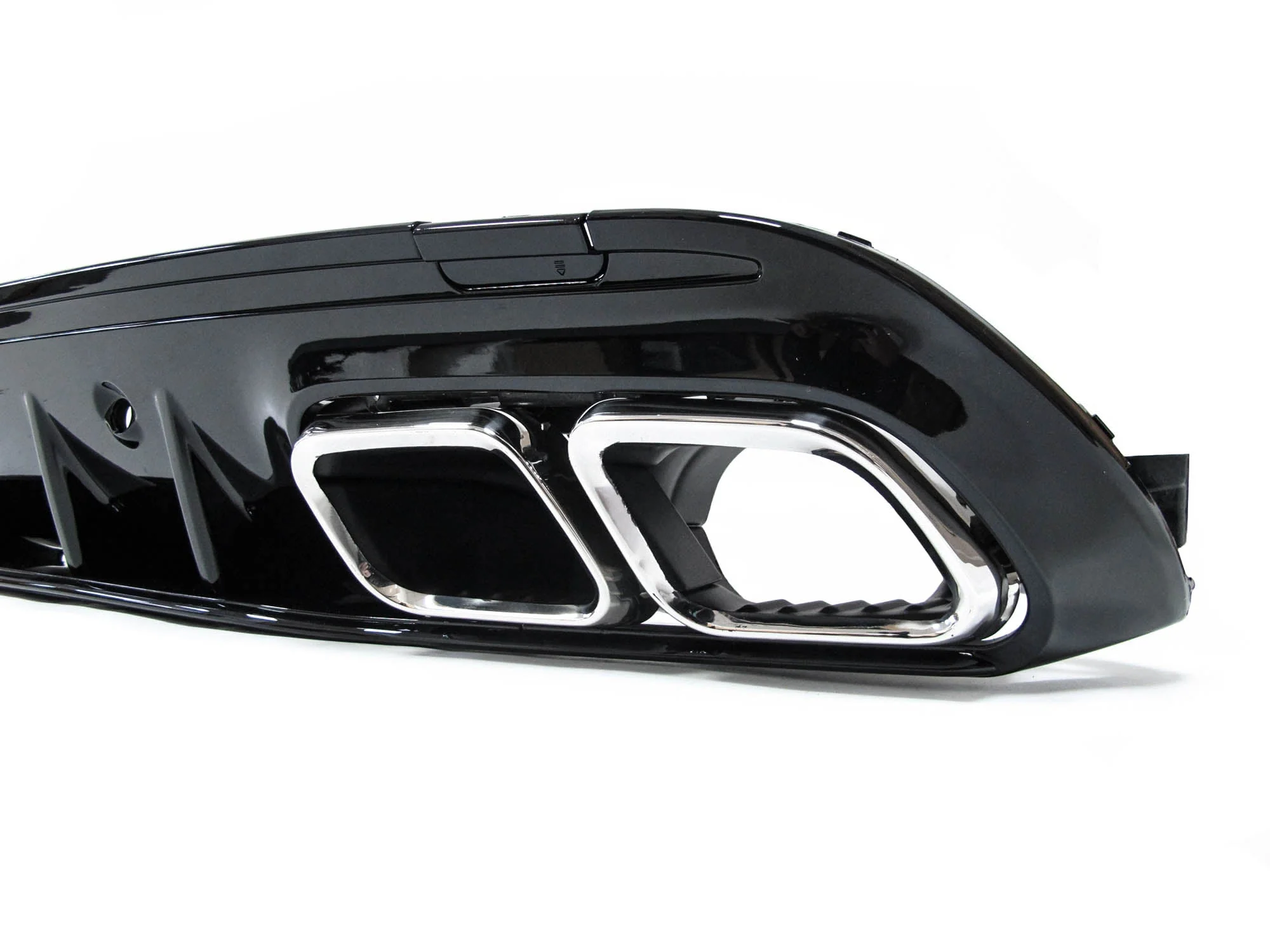Gloss Black Diffuser w/ Chrome Exhaust Tips For Mercedes W205 Sedan C250 C300 C43 Sedan AMG Line 2015-2021 - Image 9