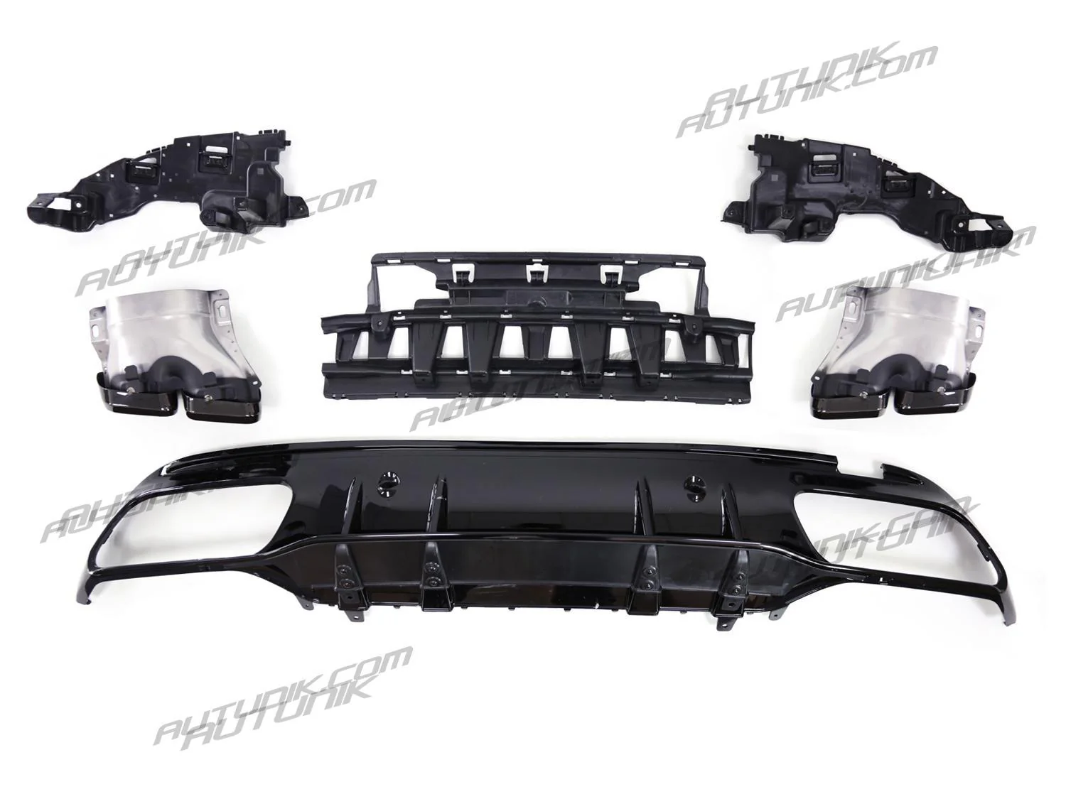 C63 Style Rear Diffuser & Black Exhaust For Mercedes W205 Sedan C250 C300 C450 C43 AMG Bumper Only - Image 7