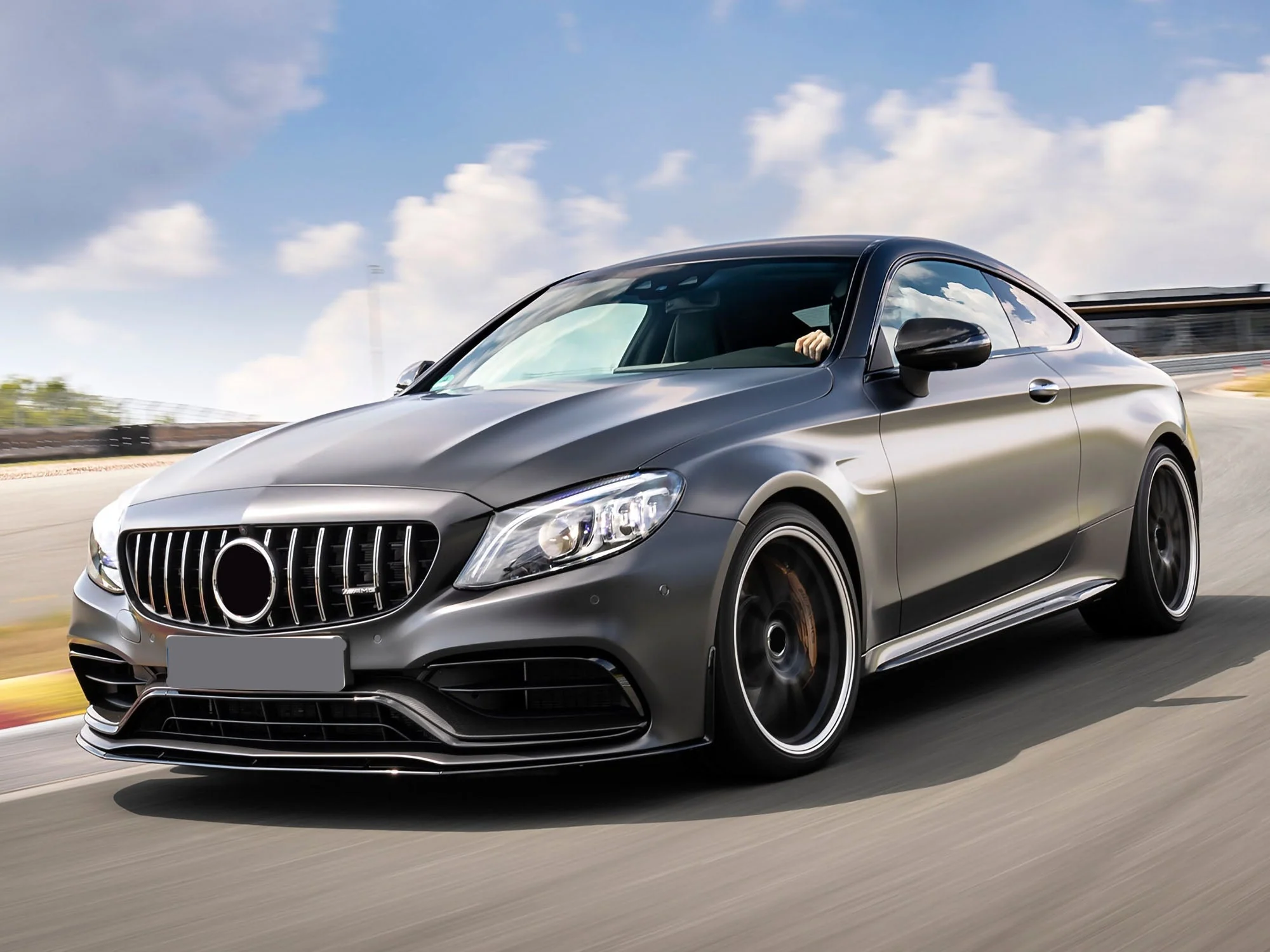 Black Diffuser Chrome Exhaust Tips for Mercedes W205 C205 C300 C43 Coupe 2015-2021 - Image 3
