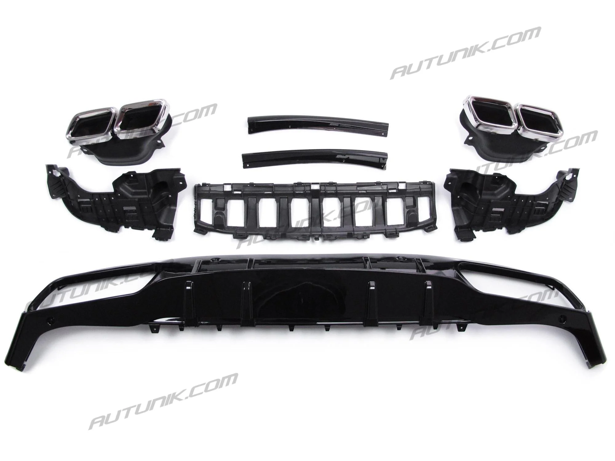 Black Diffuser Chrome Exhaust Tips for Mercedes W205 C205 C300 C43 Coupe 2015-2021 - Image 4