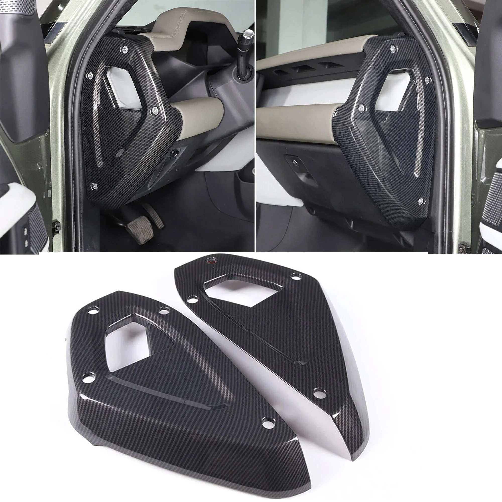 Carbon Fiber ABS Dashboard Side Panel Cover For Land Rover Defender 90 110 2020+