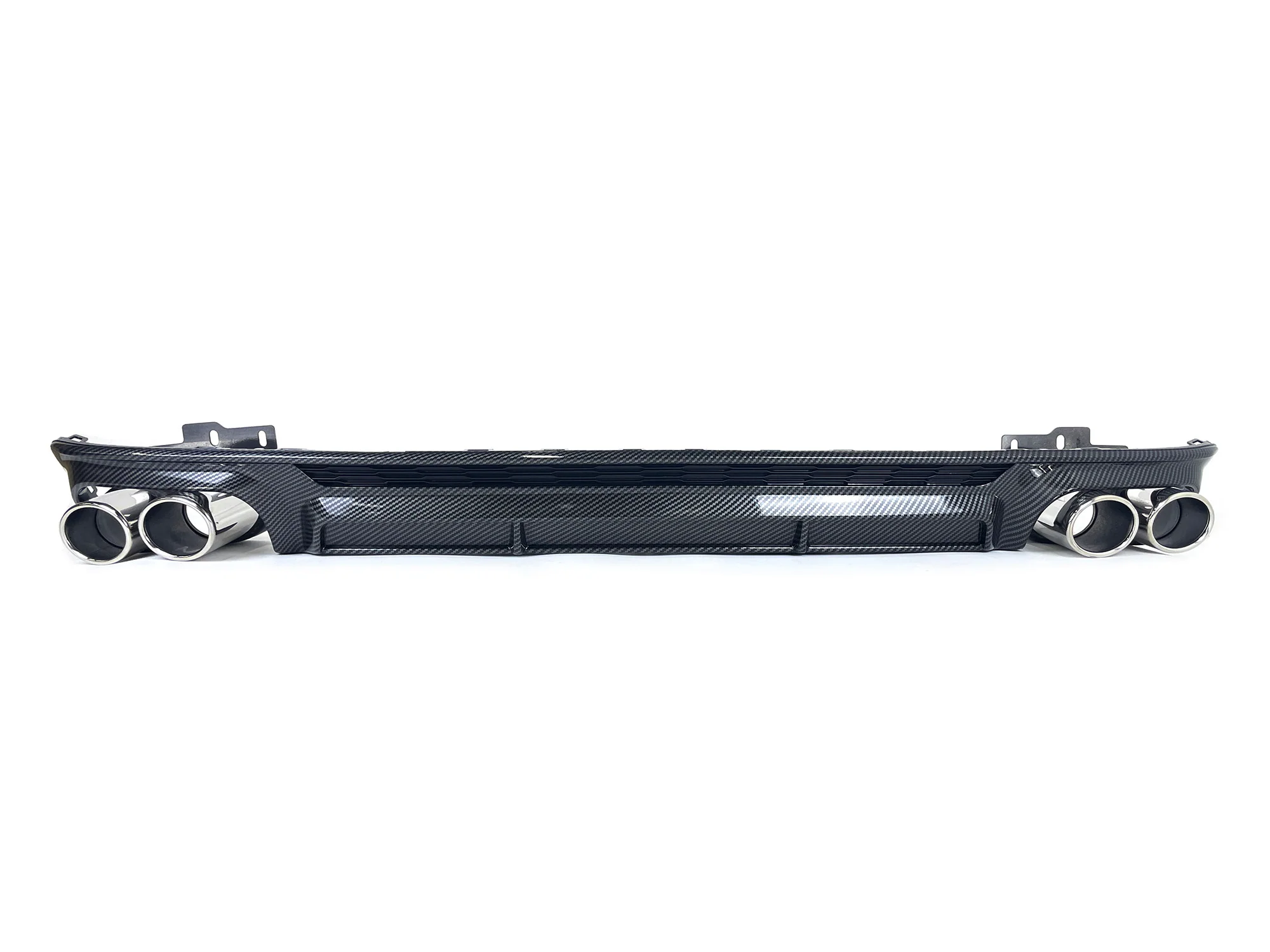 Carbon Fiber Style Rear Diffuser + Silver Exhaust Tips For Audi A6 C8 S-Line S6 2019-2025 - Image 5
