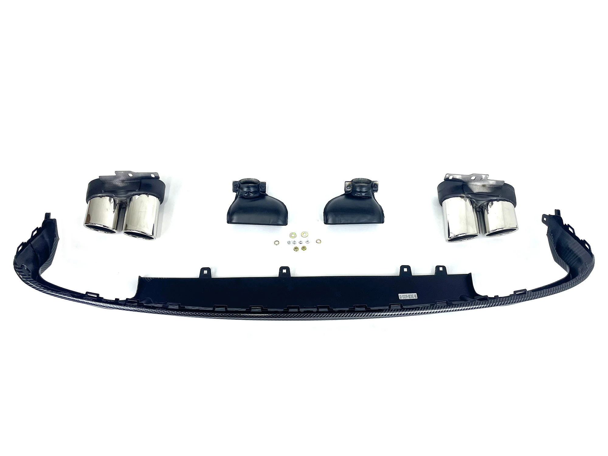 Carbon Fiber Style Rear Diffuser + Silver Exhaust Tips For Audi A6 C8 S-Line S6 2019-2025 - Image 6
