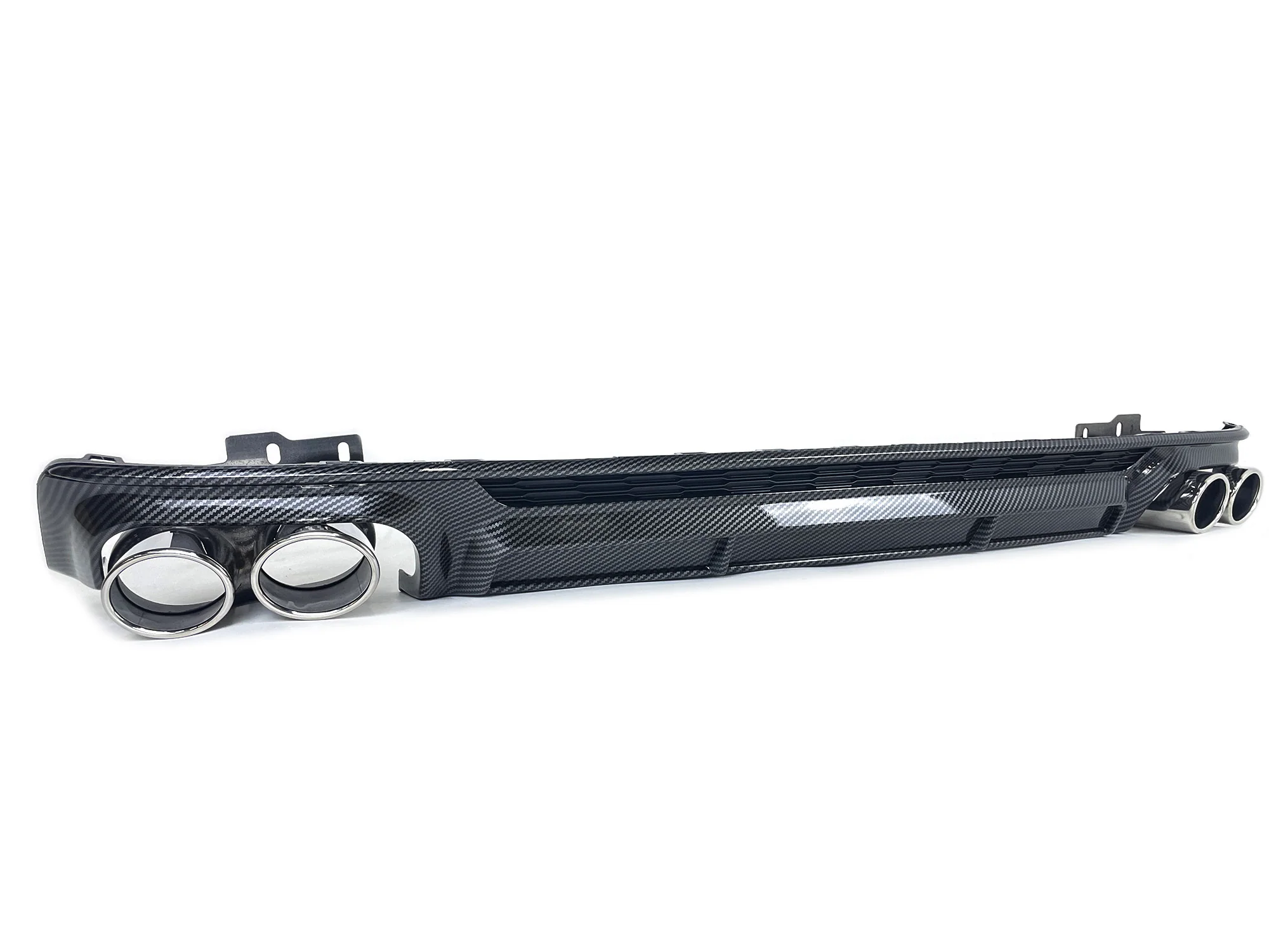 Carbon Fiber Style Rear Diffuser + Silver Exhaust Tips For Audi A6 C8 S-Line S6 2019-2025 - Image 7