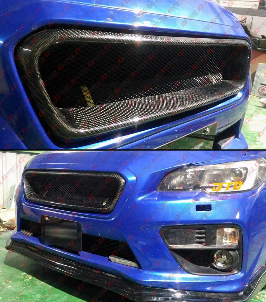 Carbon Fiber Badgeless Front Mesh Grill Grille Fit For 2015-2017 Subaru WRX STi - Image 6
