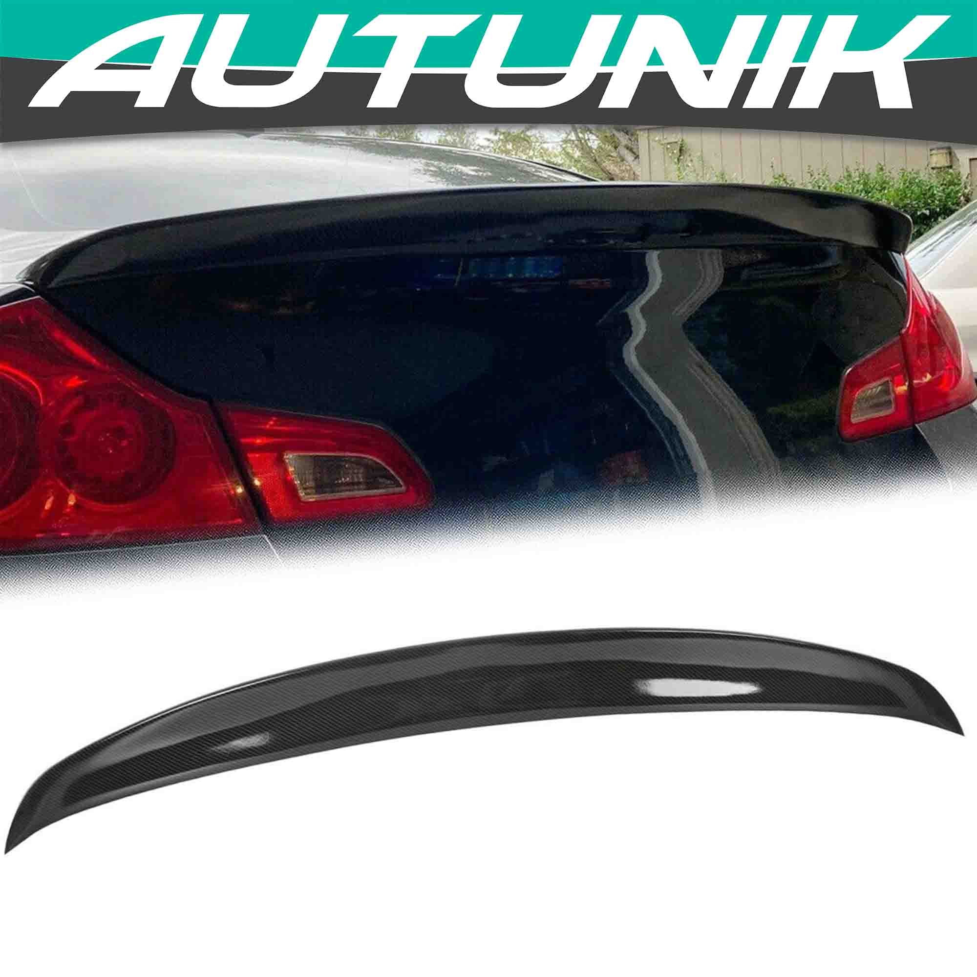 For 2009-2013 Infiniti G25 G37 Sedan Carbon Fiber Look Trunk Spoiler Wing