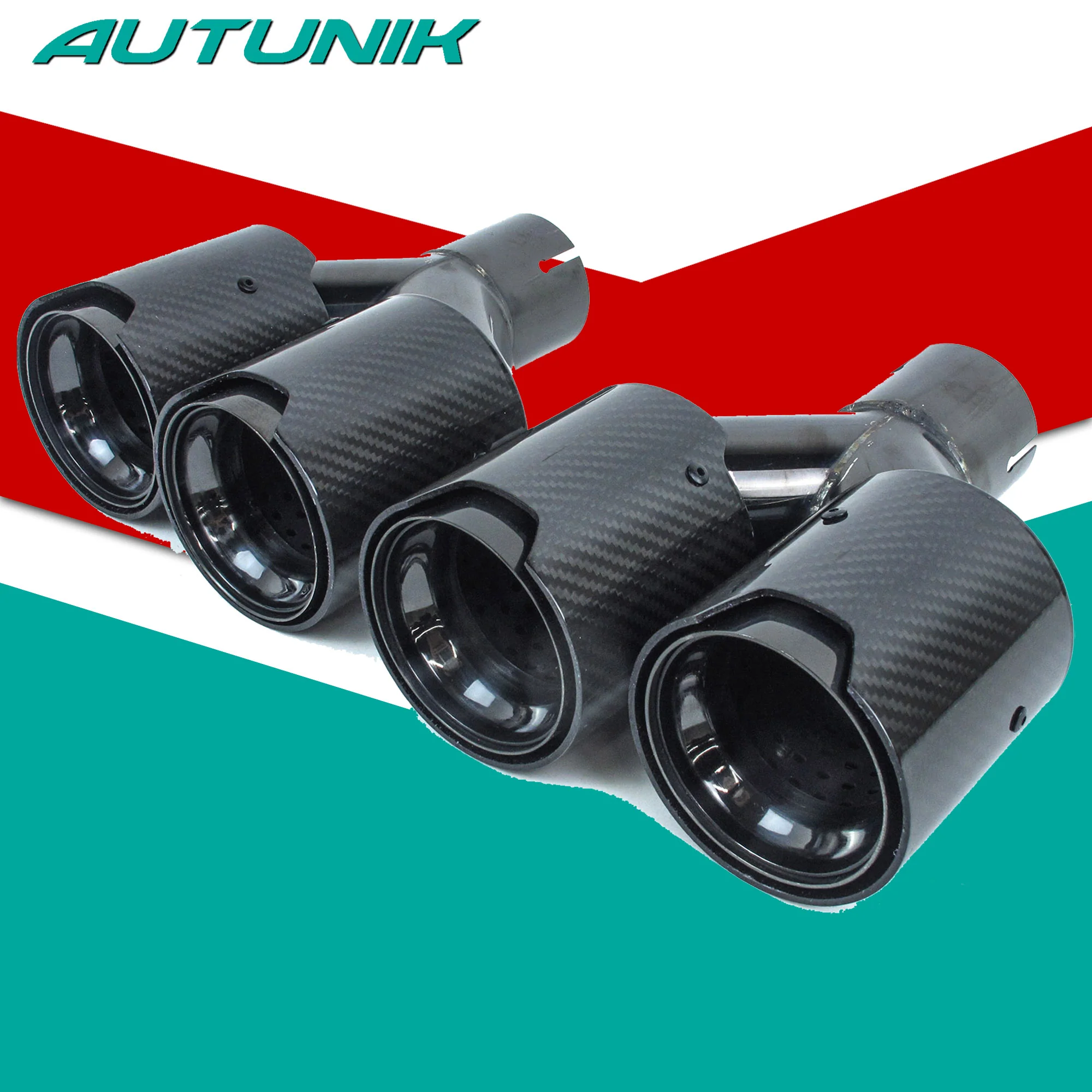 Dual 2.5" Inlet Carbon Exhaust Tip For BMW 5 Series E60 F10 528i 530i 540i 535i 2005-2016