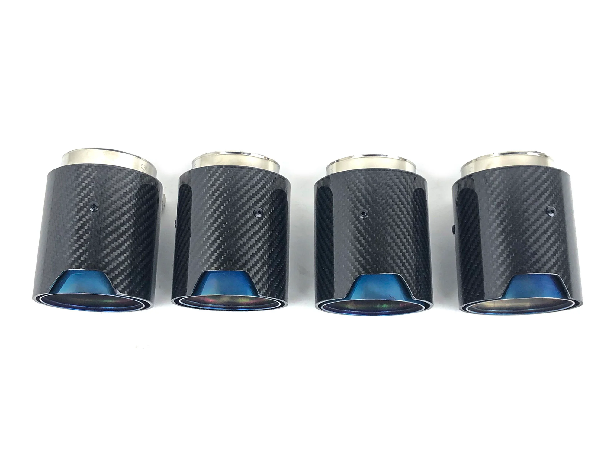 2.75" In 3.5" Out Carbon Fiber Blue Exhaust Tips 4PCS Set For Audi S4 S5 S6 S7, BMW 3/4 Series, Ford Mustang GT, Genesis G70, Kia Stinger - Image 5