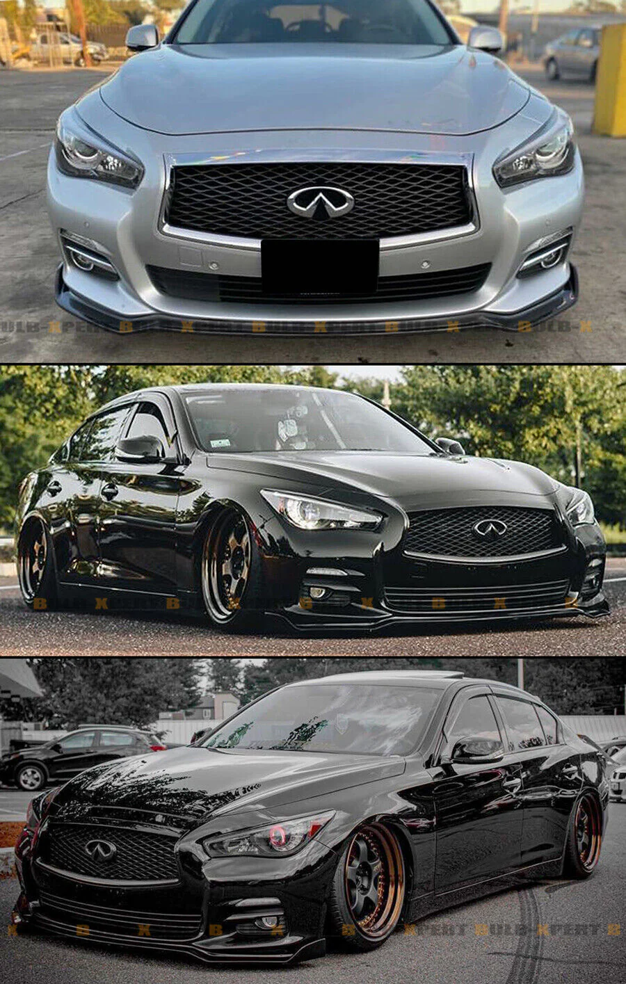 Carbon Fiber Front Bumper Lip Splitter Kit for Infiniti Q50 Base Premium 2014-2017 - Image 4