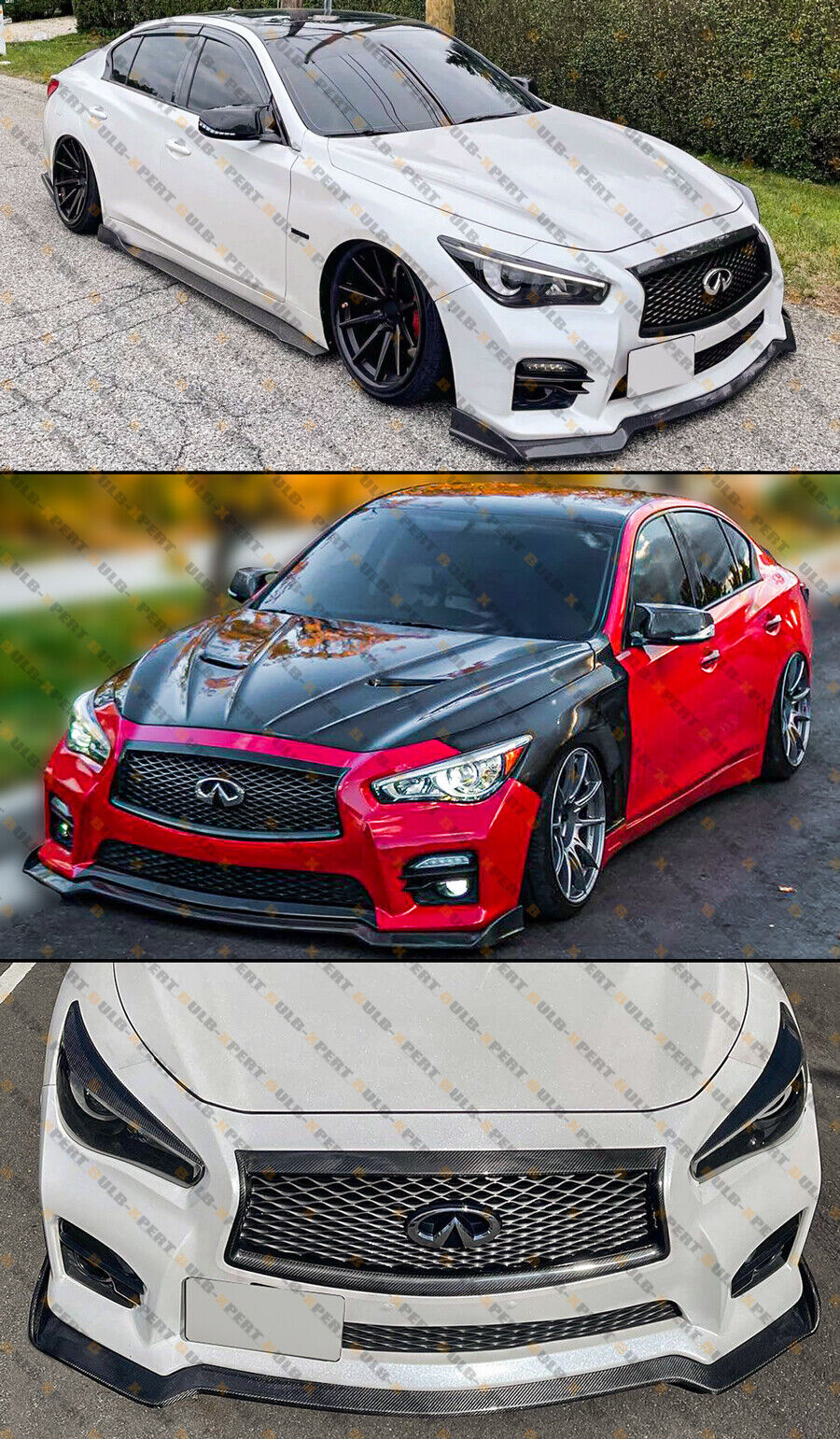 Carbon Fiber Front Bumper Lip Splitter Kit for Infiniti Q50 Sport Q50S 2014-2017 - Image 4