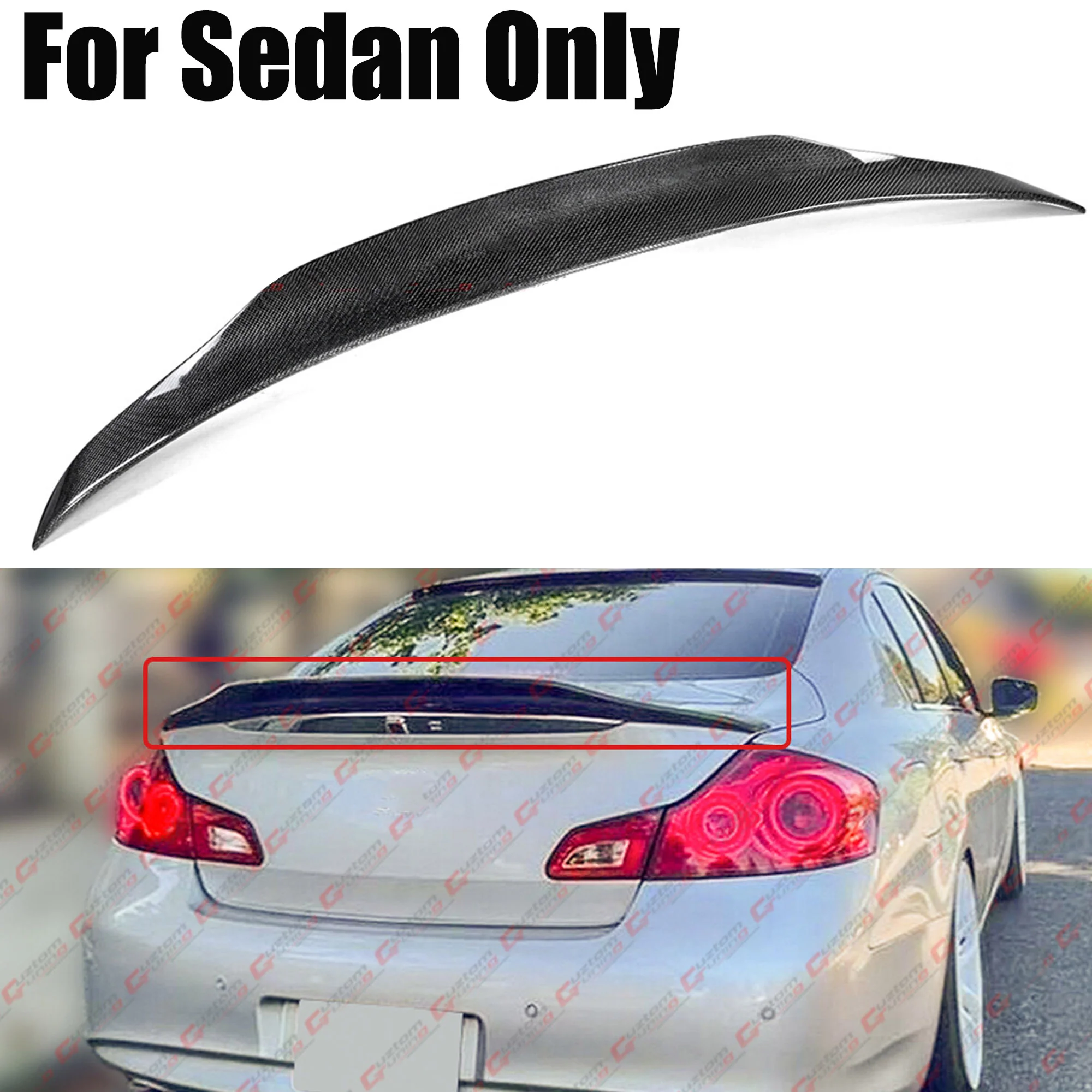 Carbon Fiber High Kick Duckbill Spoiler for Infiniti G25 G35 G37 Q40 Sedan 2007-2015 - Image 2