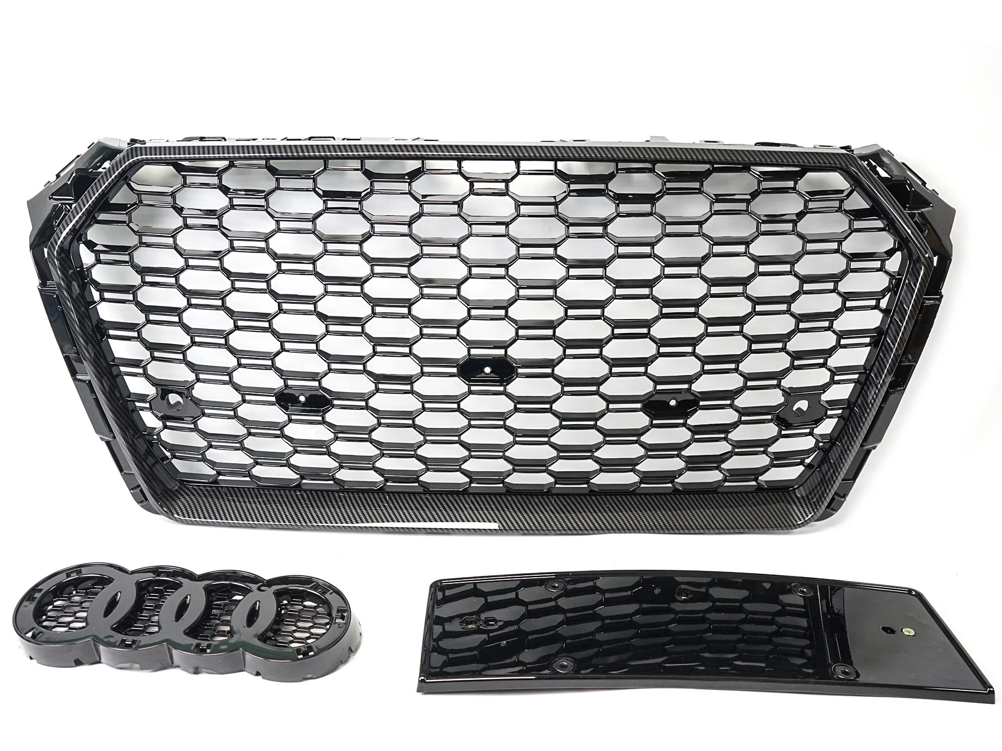 Carbon Fiber Look Honeycomb Front Bumper Grille for Audi A4 S4 B9 2017-2019 RS4 Style - Image 4
