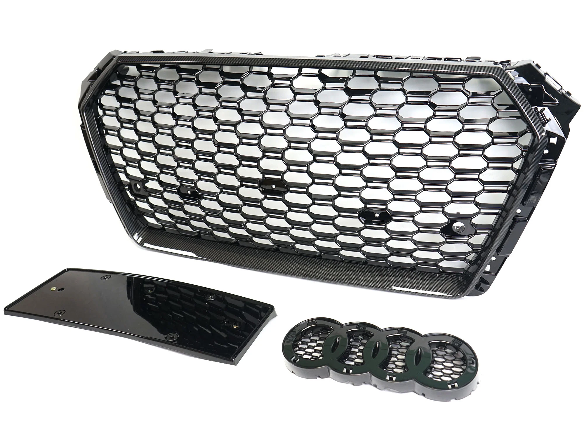 Carbon Fiber Look Honeycomb Front Bumper Grille for Audi A4 S4 B9 2017-2019 RS4 Style - Image 6