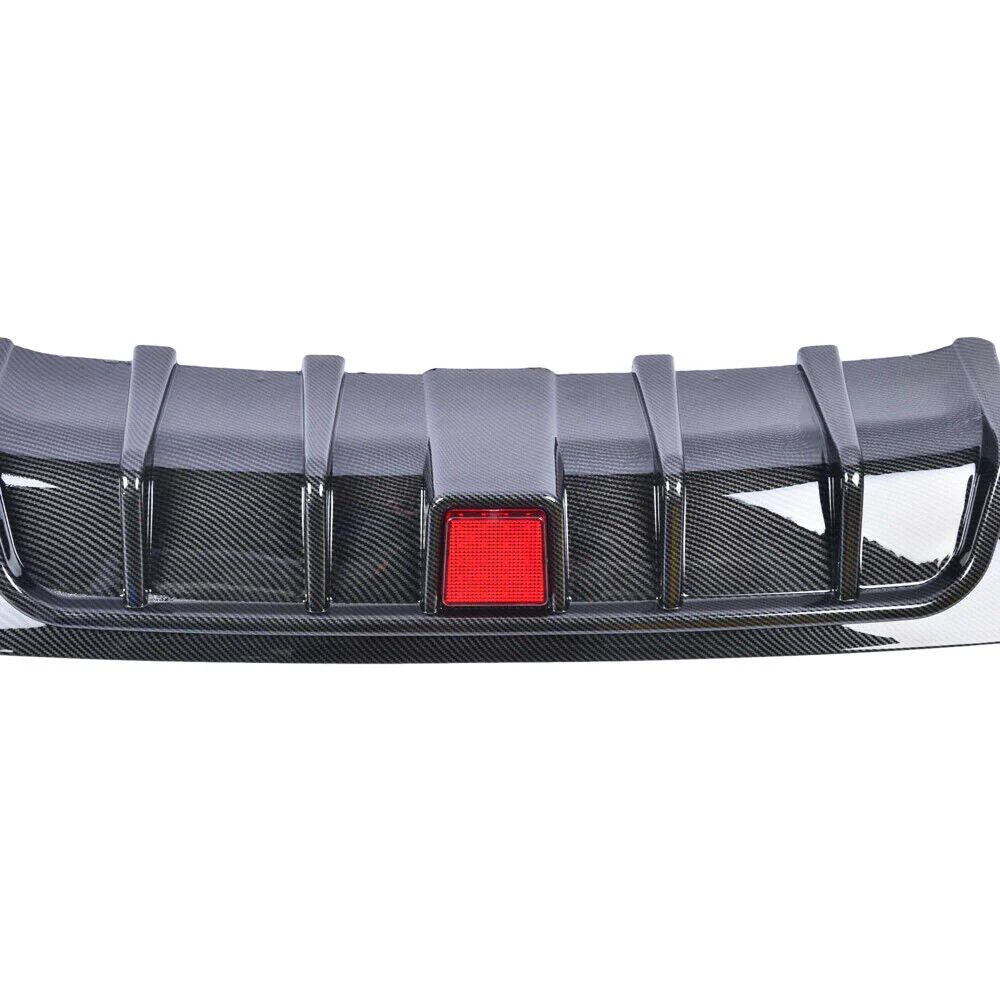 Carbon Fiber Style Rear Diffuser w/ LED Brake Light for Infiniti Q50 2018 2019 2020 2021 2022 2023 2024 - Image 4