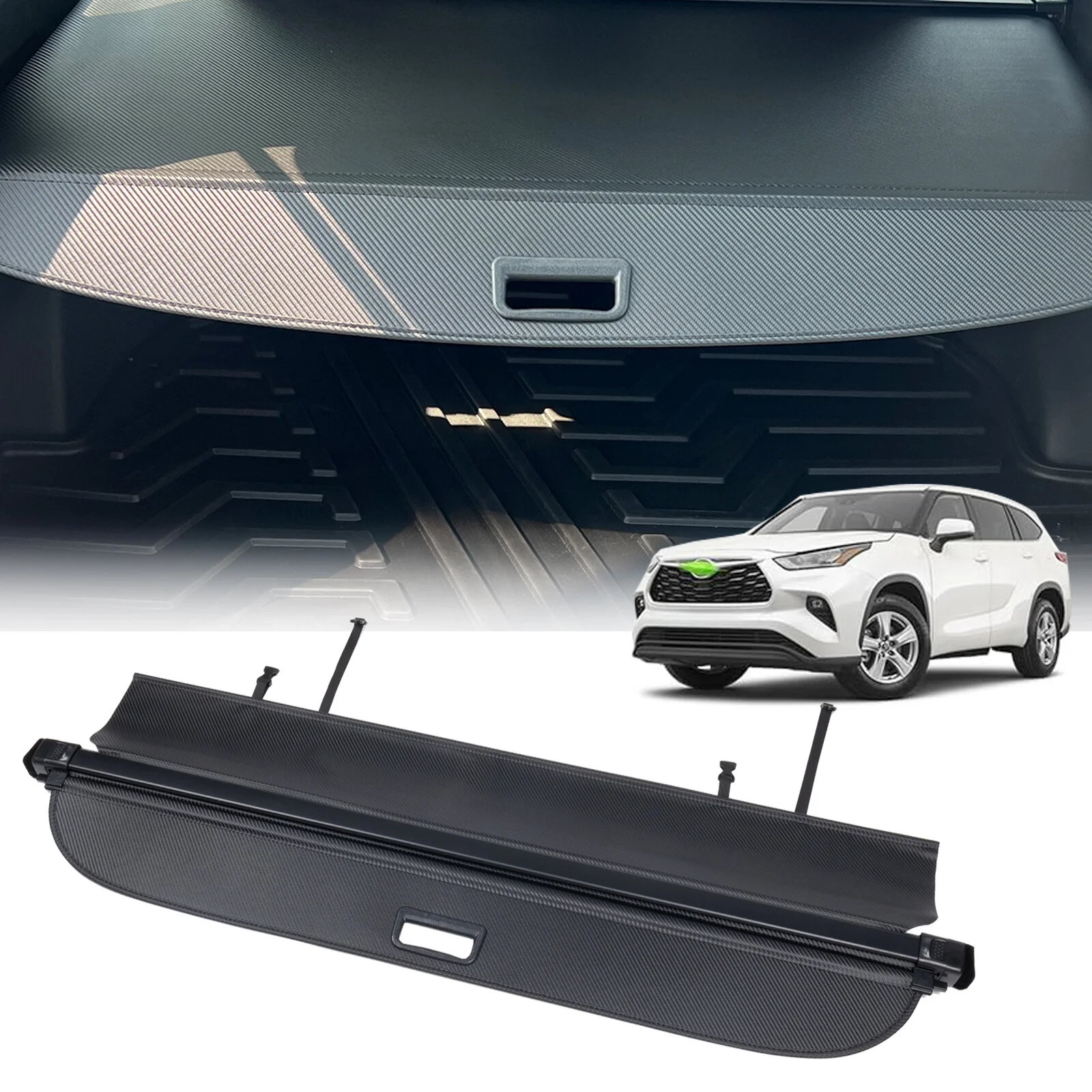 Carbon Fiber Look Retractable Cargo Cover For Subaru Forester 2019–2024 Rear Trunk Shade